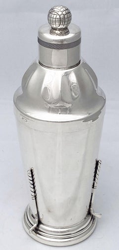 English Cocktail Shaker with Golf-Theme Design from the Art Deco Era