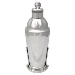 Antique English Cocktail Shaker with Golf-Theme Design from the Art Deco Era