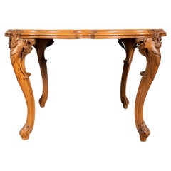 Louis 15 Style Coffee Table in Hand Carved Beech and Walnut Circa 1870
