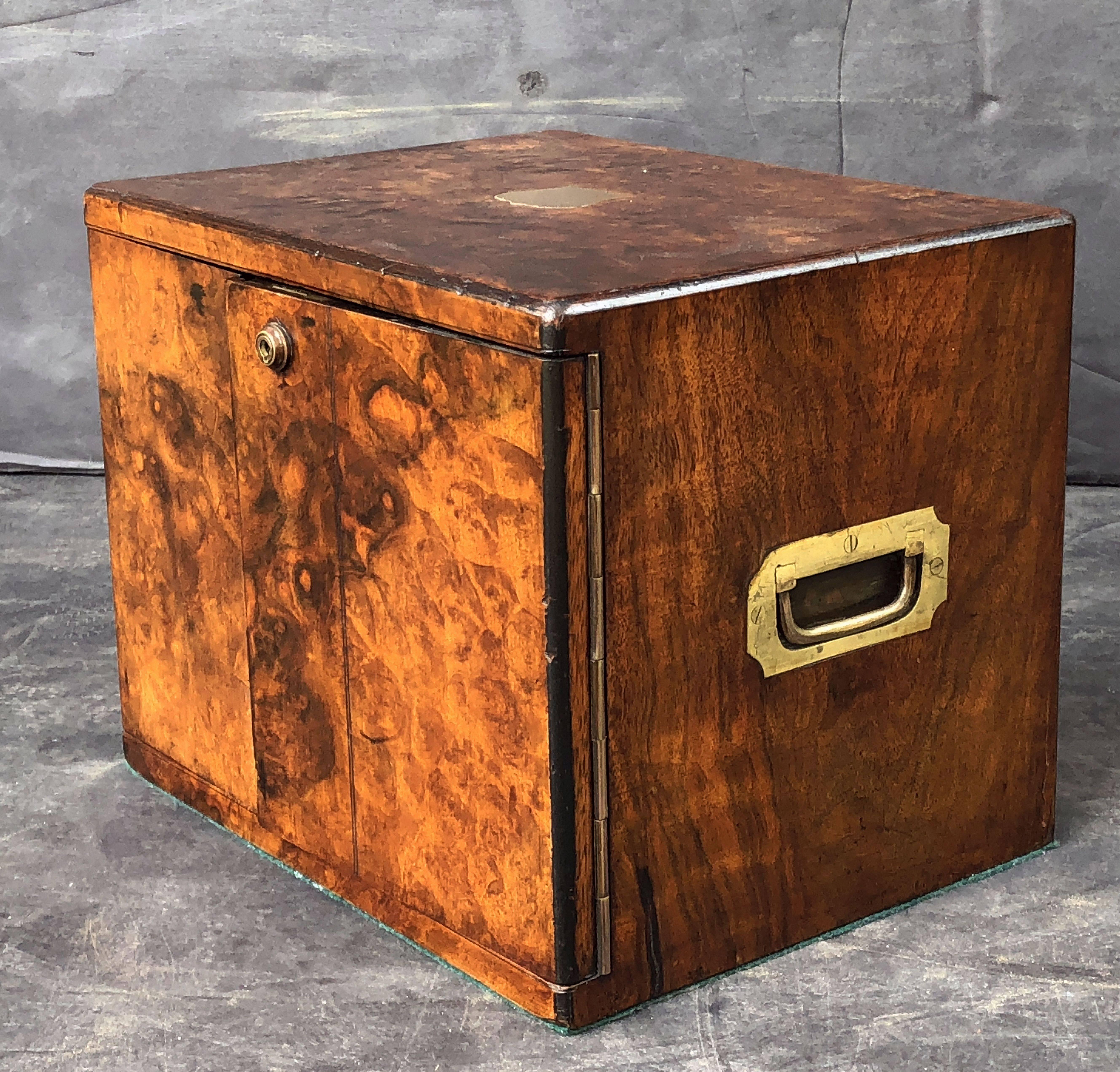 English Collector's Cabinet Box of Brass-Bound Burr Walnut 2