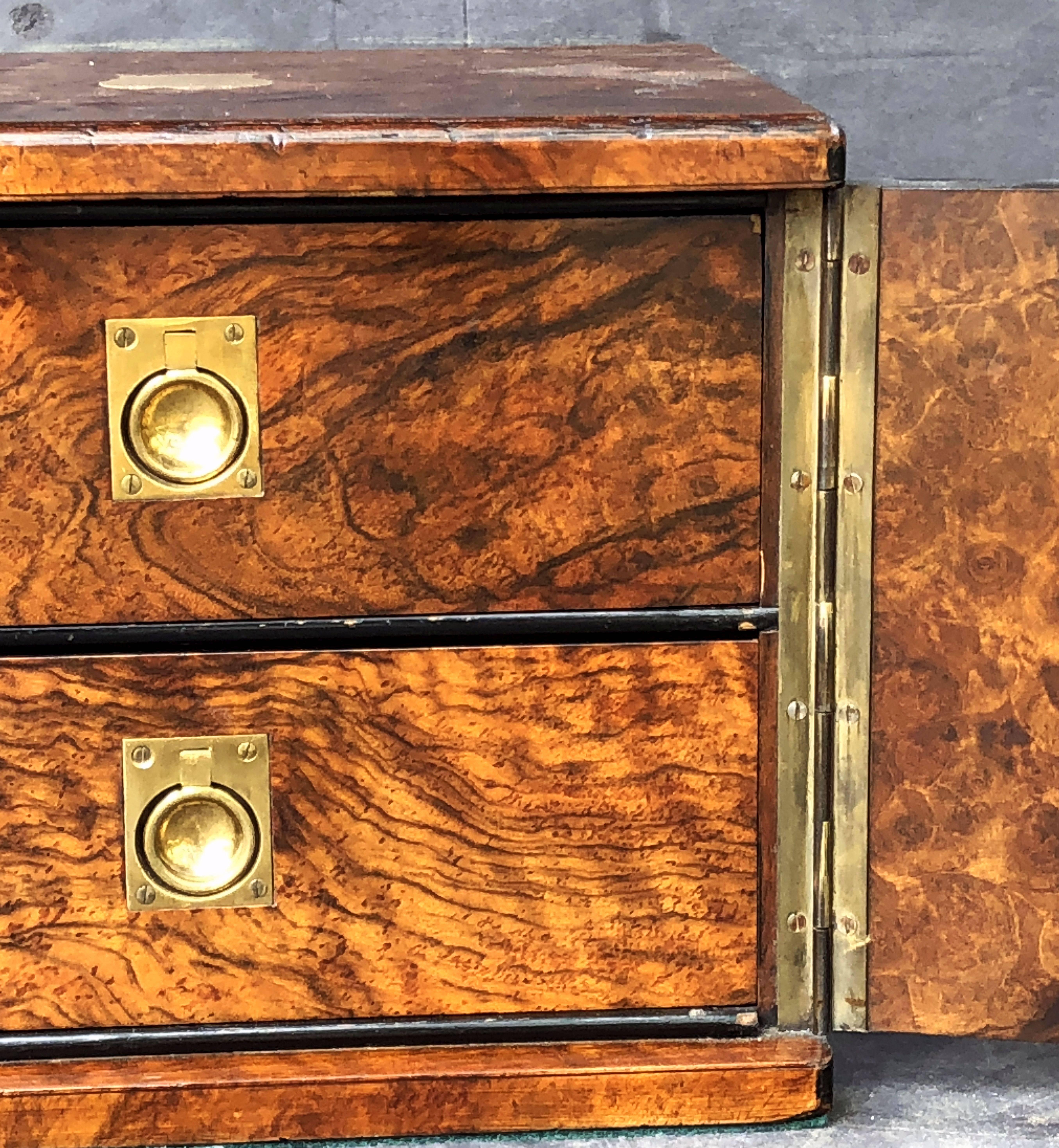 English Collector's Cabinet Box of Brass-Bound Burr Walnut 3