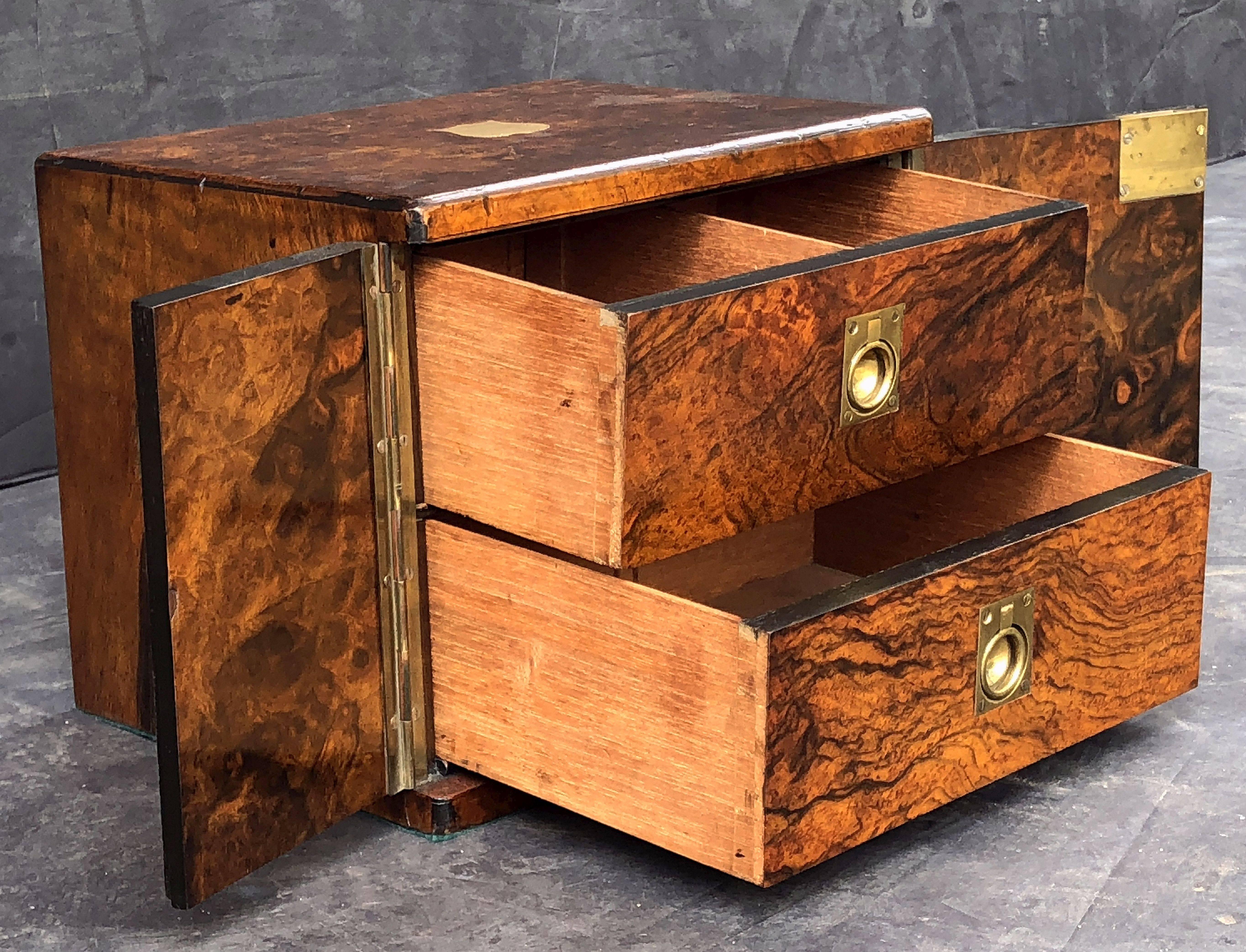 English Collector's Cabinet Box of Brass-Bound Burr Walnut 4