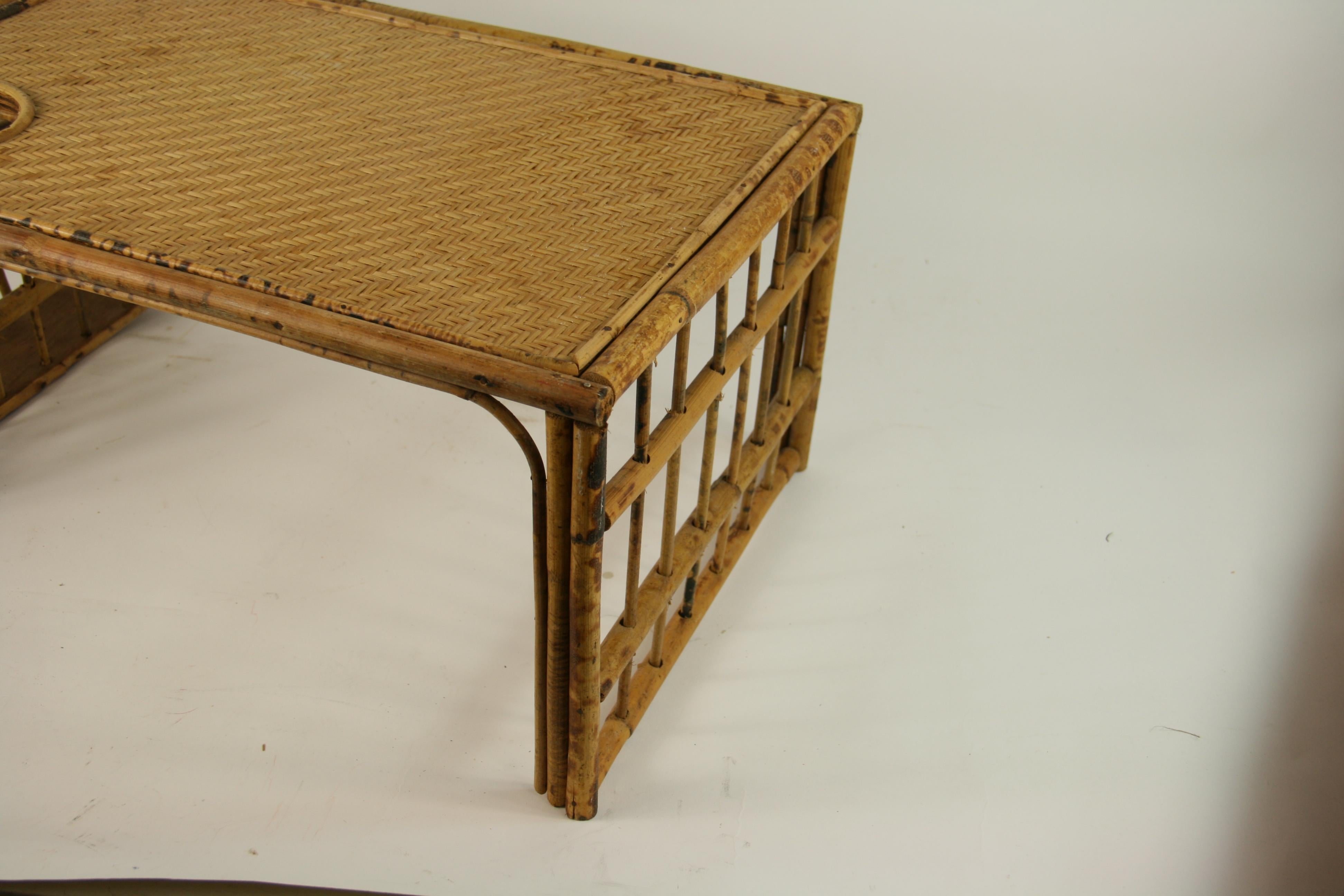 Mid-20th Century Bamboo Bed Tray with Builtin Magazine Rack For Sale