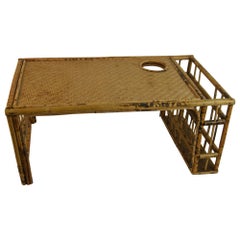 Vintage Bamboo Bed Tray with Builtin Magazine Rack