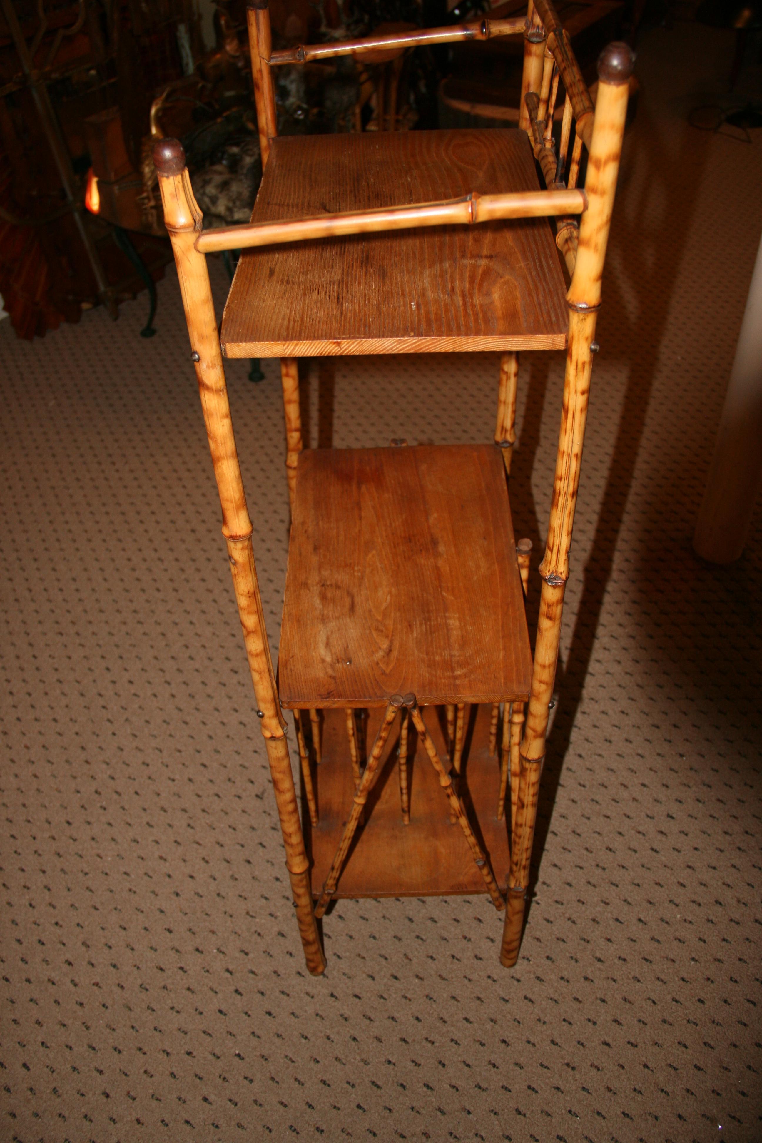 English Colonial Bamboo Shelf with Record Rack For Sale 5