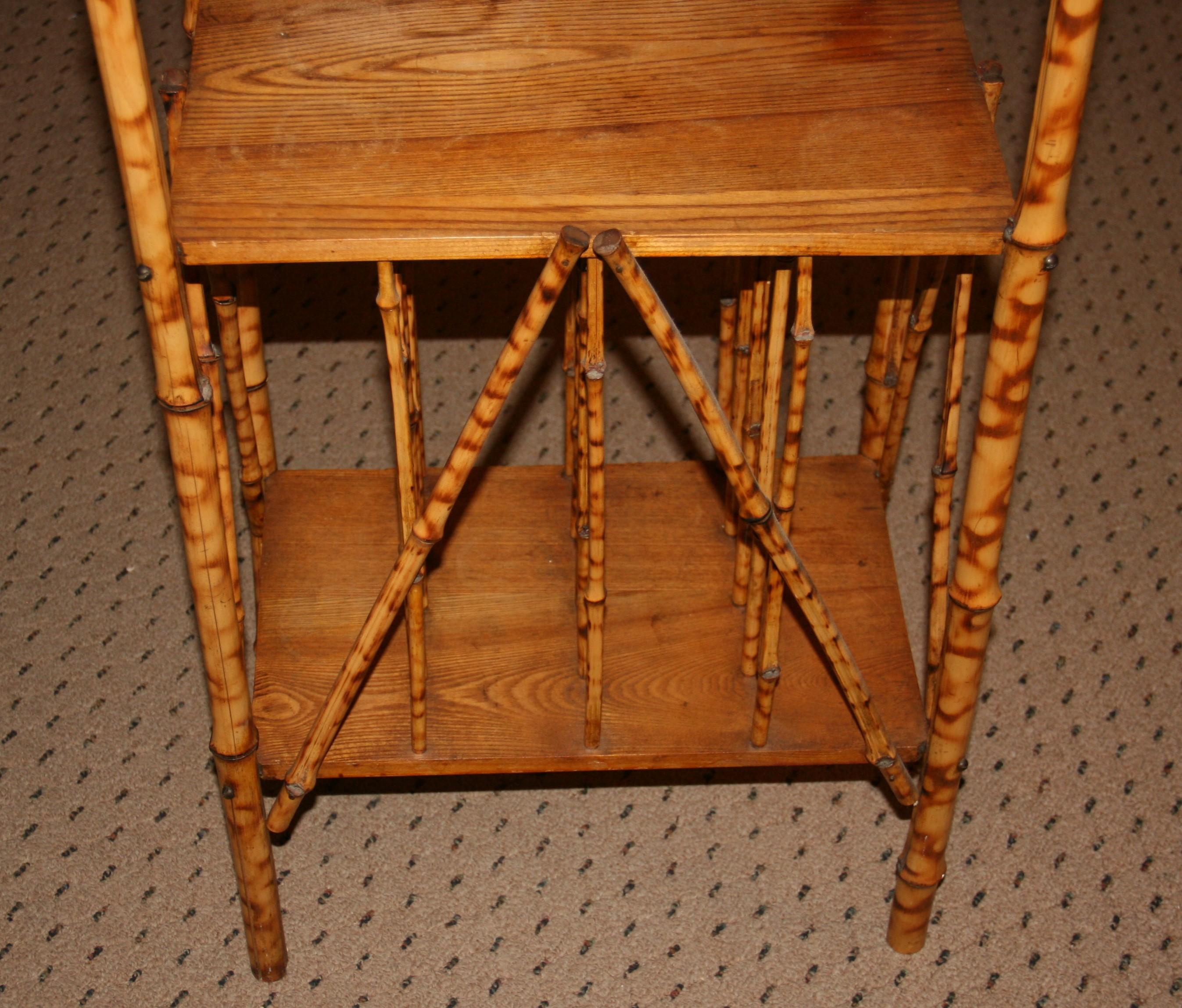 English Colonial Bamboo Shelf with Record Rack For Sale 6