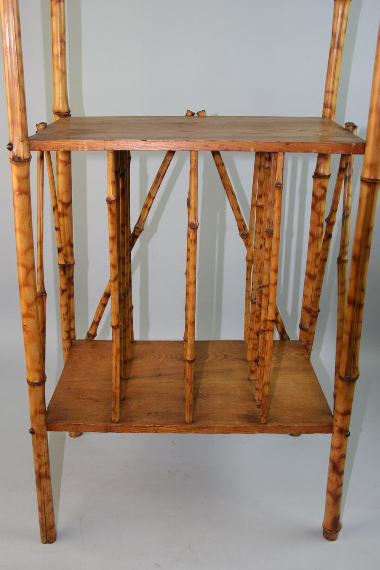 Mid-20th Century English Colonial Bamboo Shelf with Record Rack For Sale