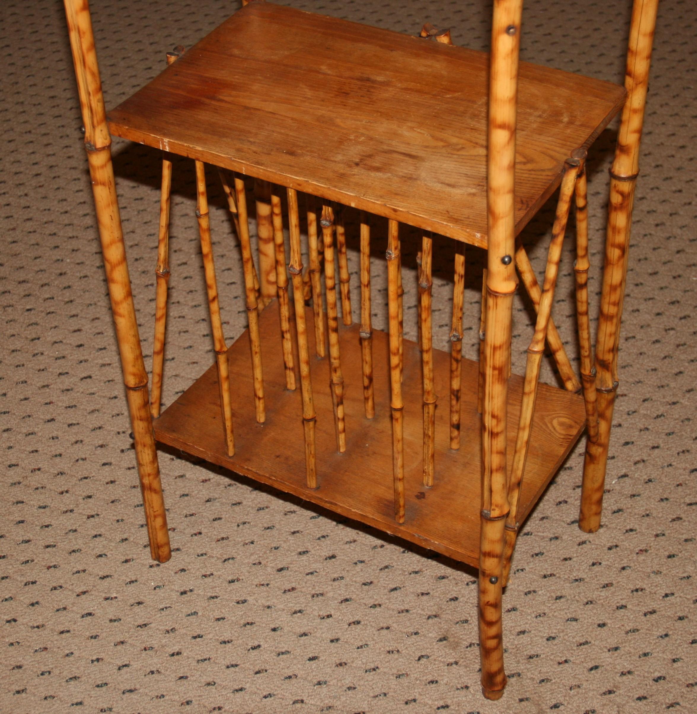 English Colonial Bamboo Shelf with Record Rack For Sale 3