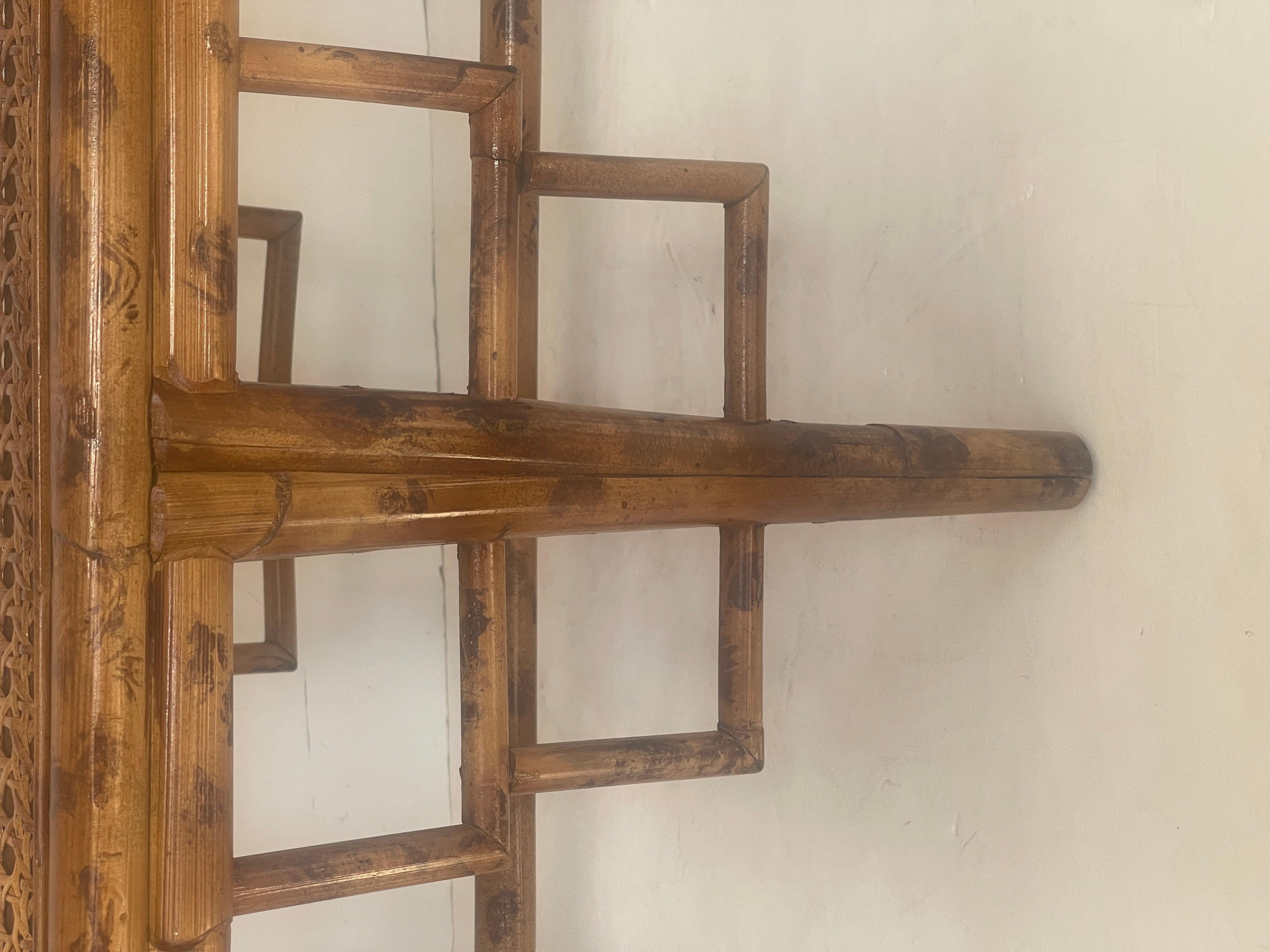 English Colonial Bamboo & Wicker Bench With Cane Seat 8