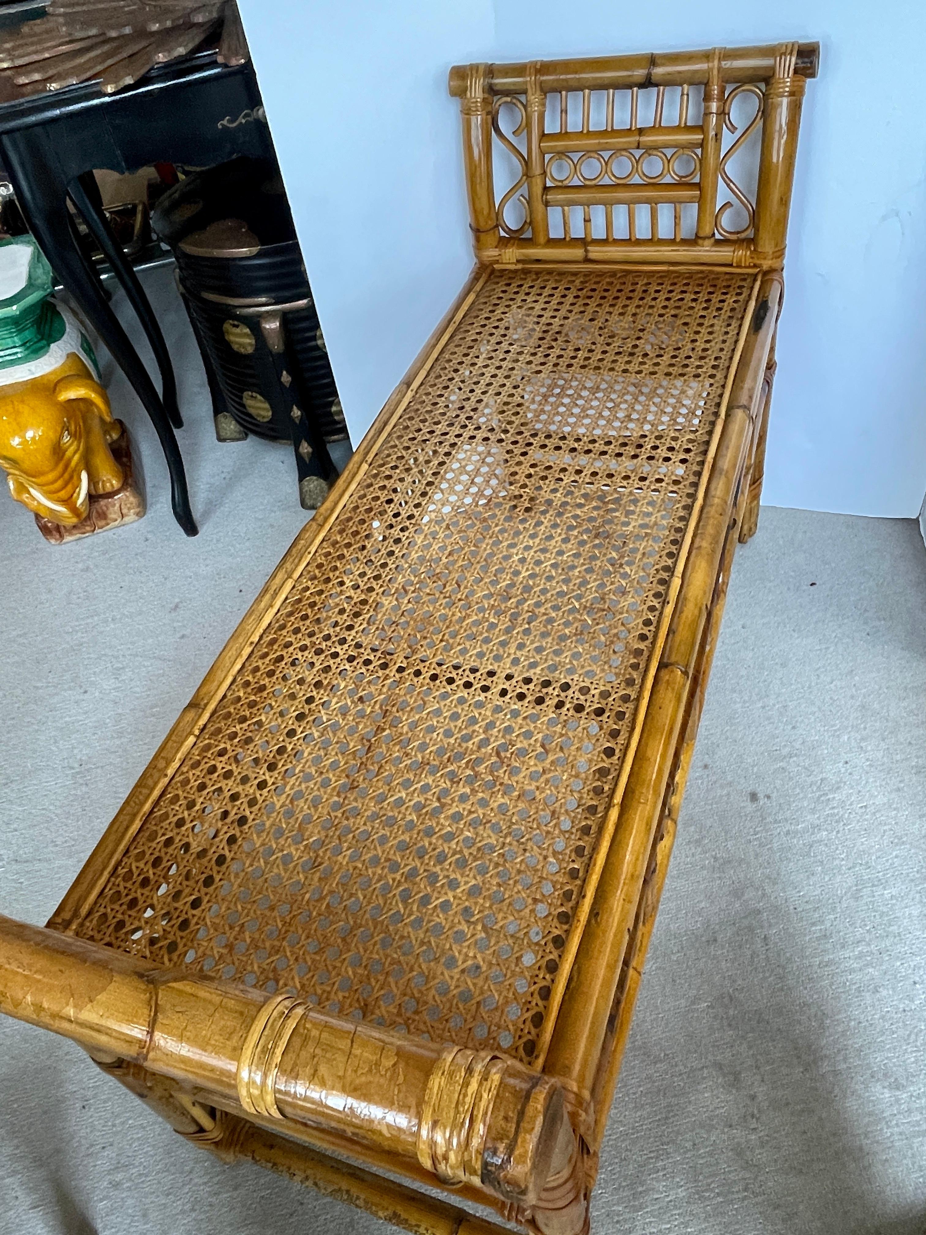 English Colonial Brighton  Style Bamboo & Cane Large Bench 5