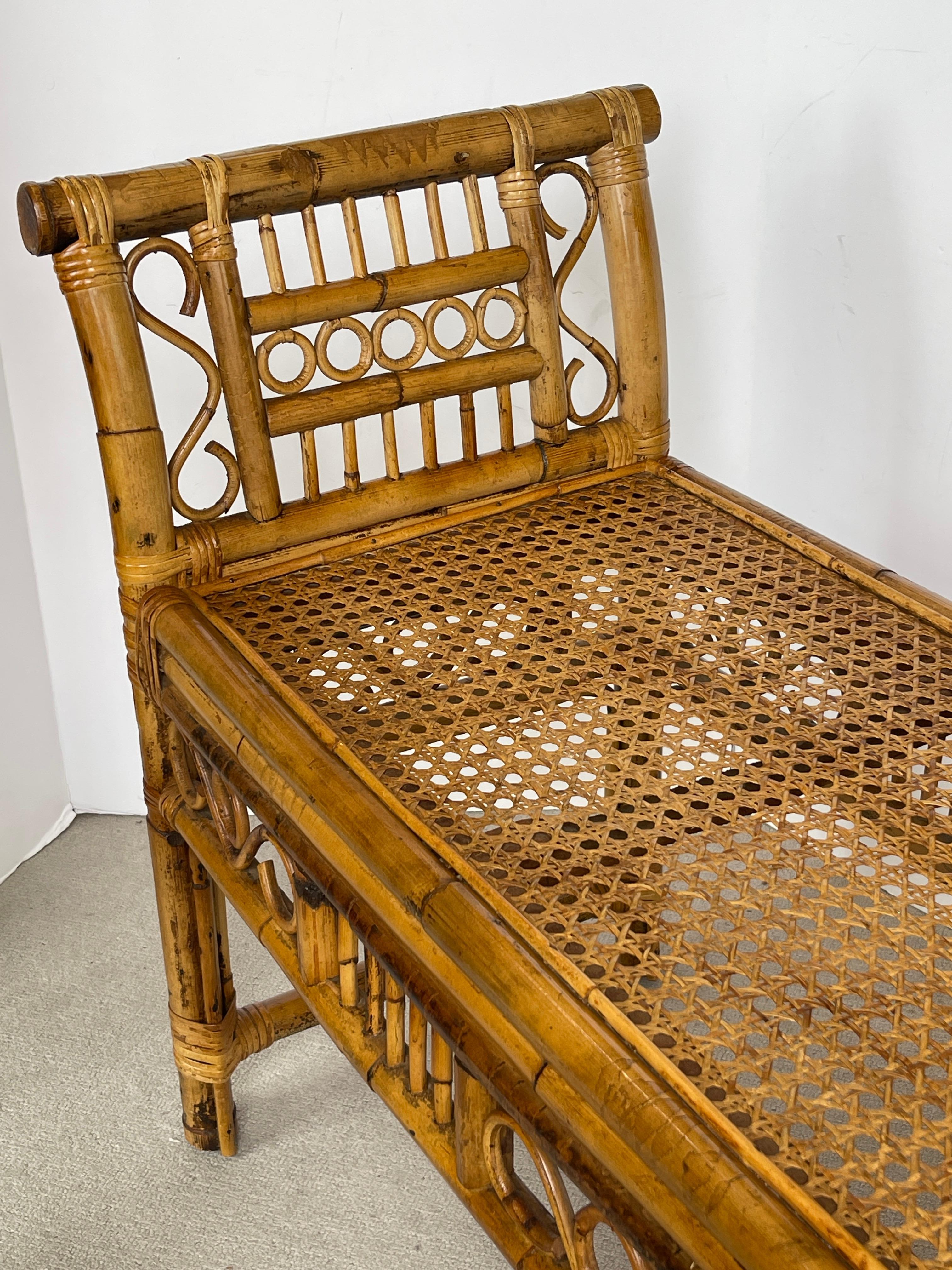 English Colonial Brighton  Style Bamboo & Cane Large Bench 7