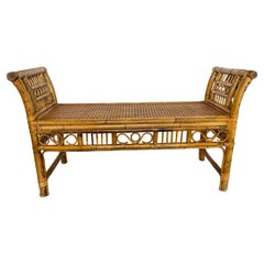 English Colonial Brighton  Style Bamboo & Cane Large Bench