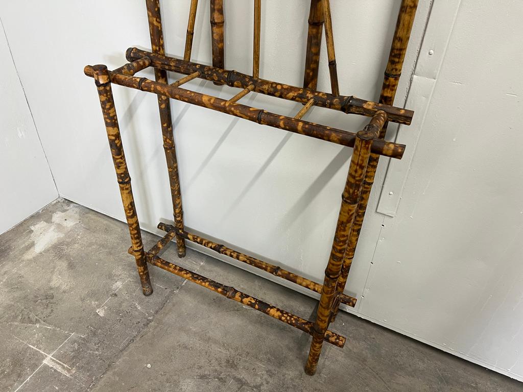 South African English Colonial Rattan Cane Bamboo coat hanger and umbrella stand with mirror For Sale