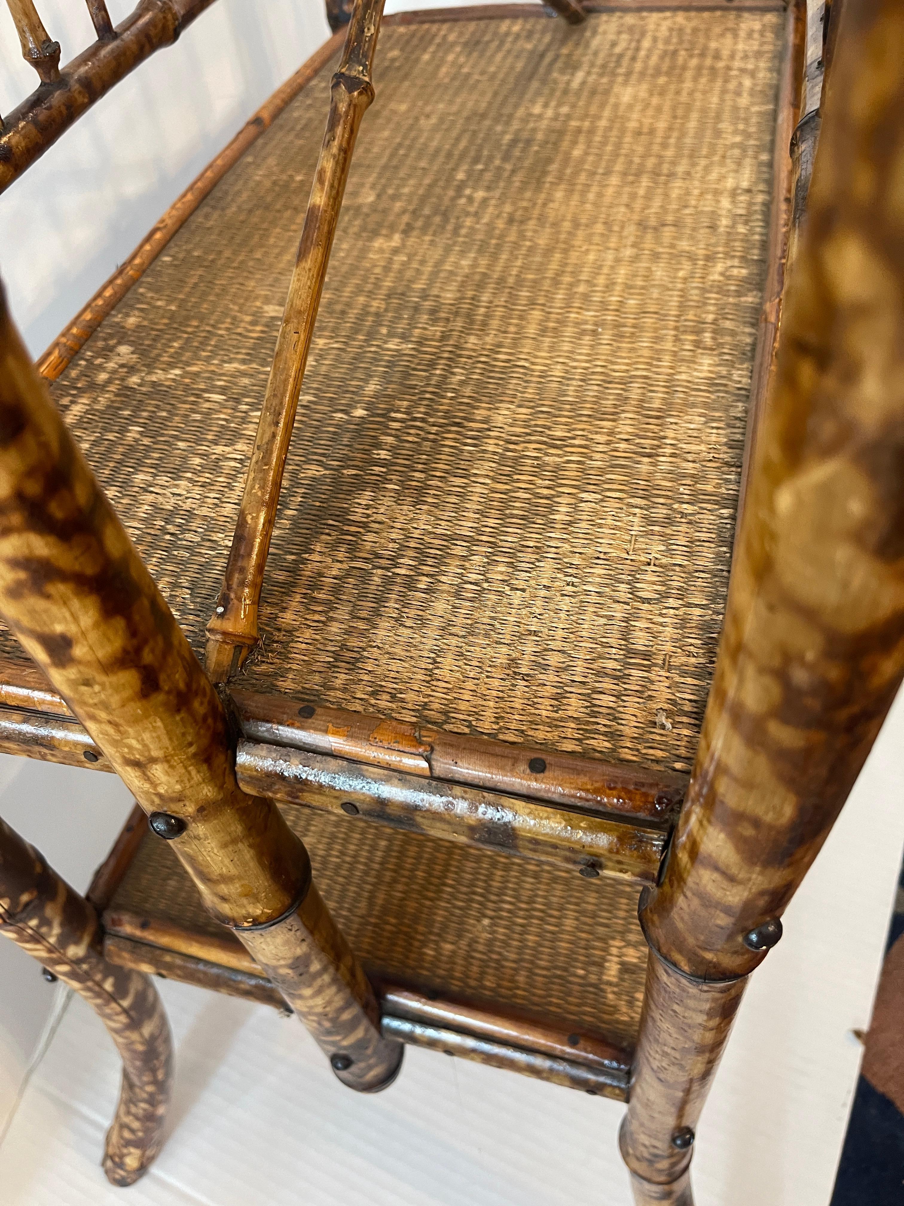 Bamboo English Colonial Tortoise Shell Large Magazine Holder, C1880