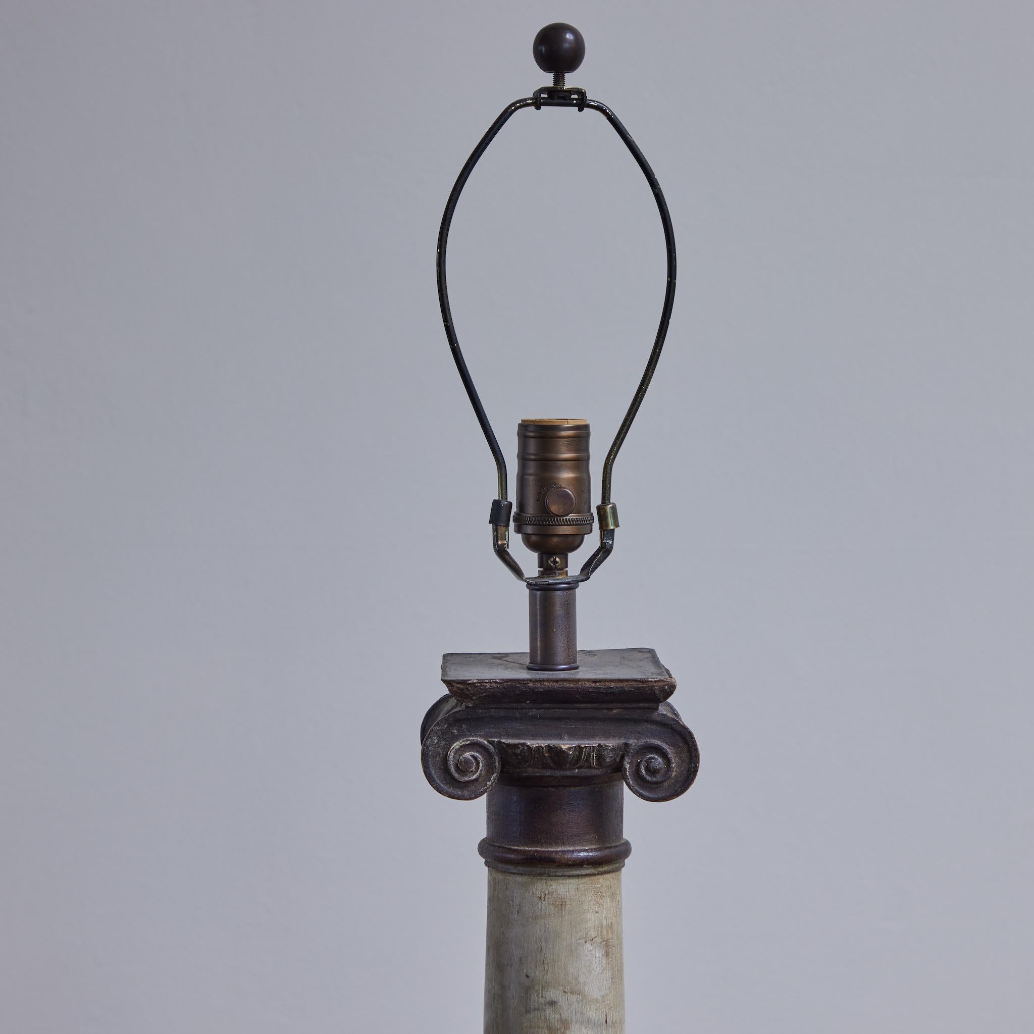 English Column Lamp, circa 1880 In Good Condition For Sale In Los Angeles, CA