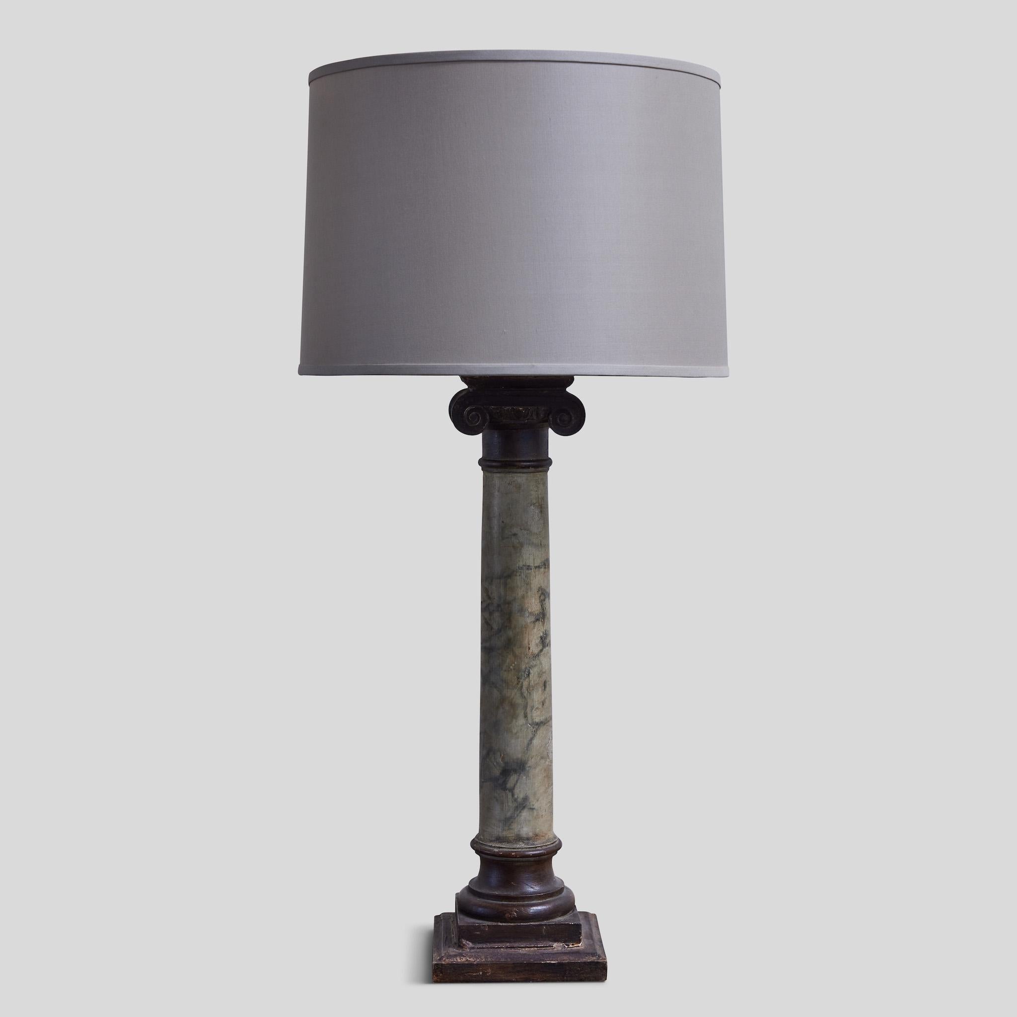 Brass English Column Lamp, circa 1880 For Sale