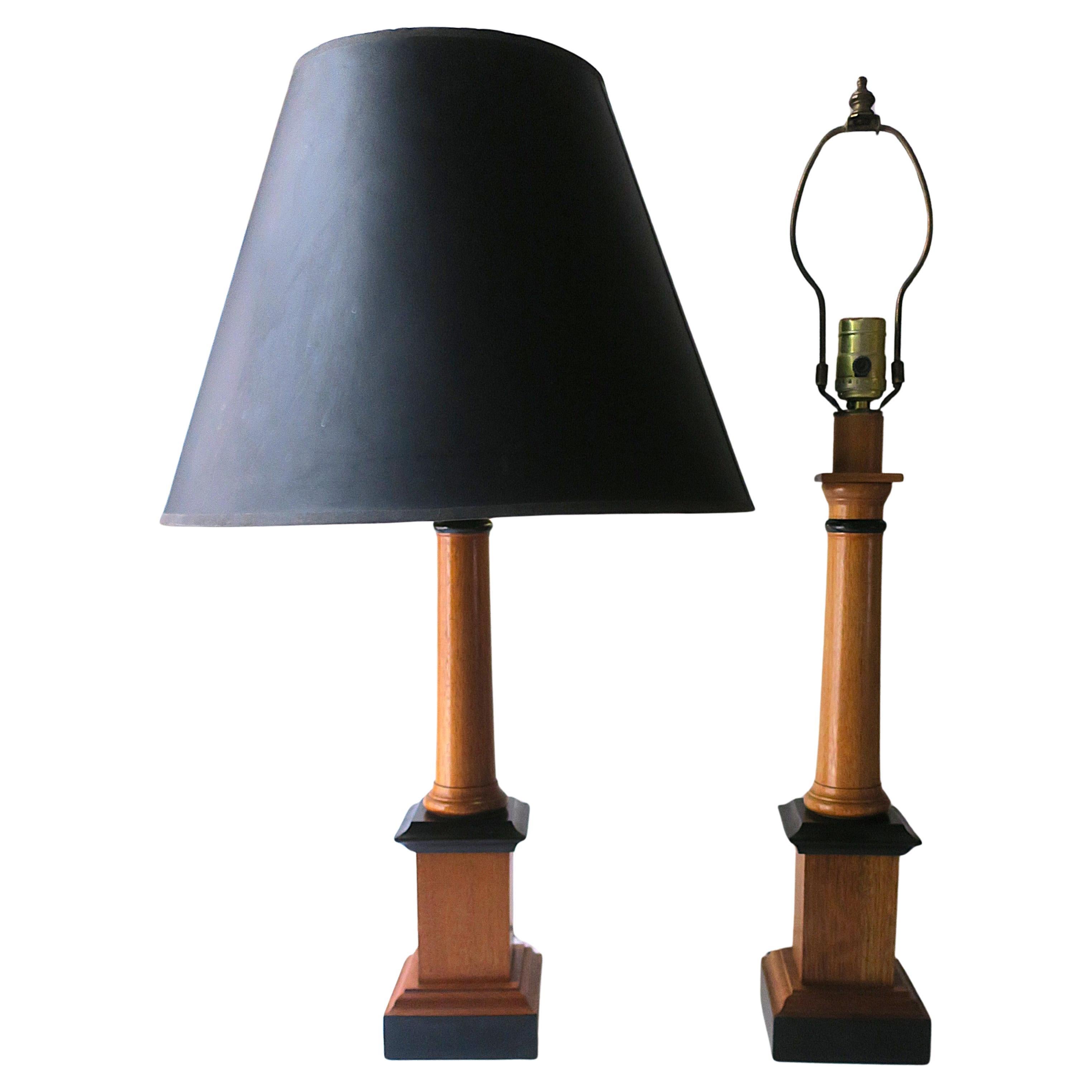 English Column Table Lamps, Pair