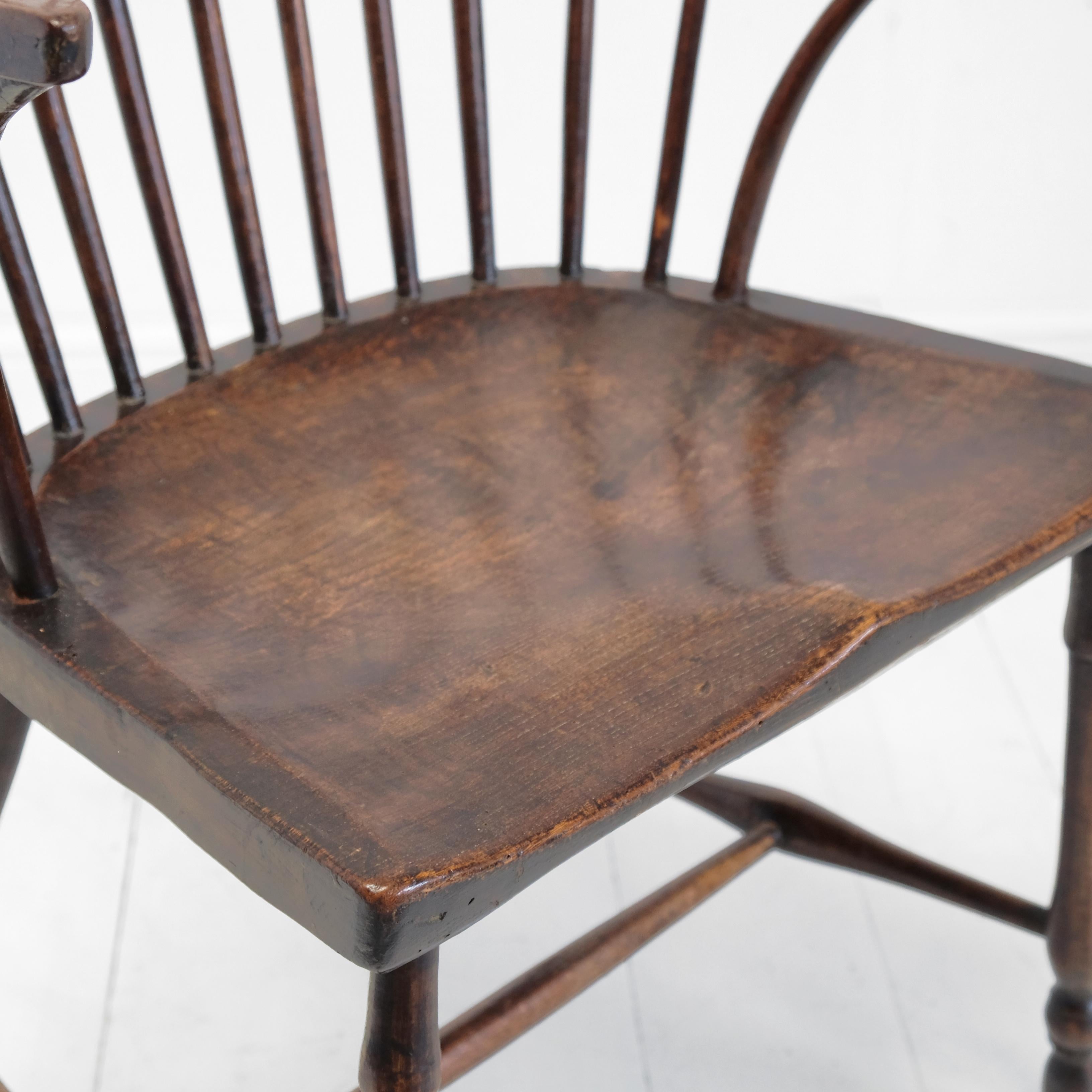 19th Century English Comb Back Windsor Chair, Elm and Beech, 1800, West Country, Vernacular