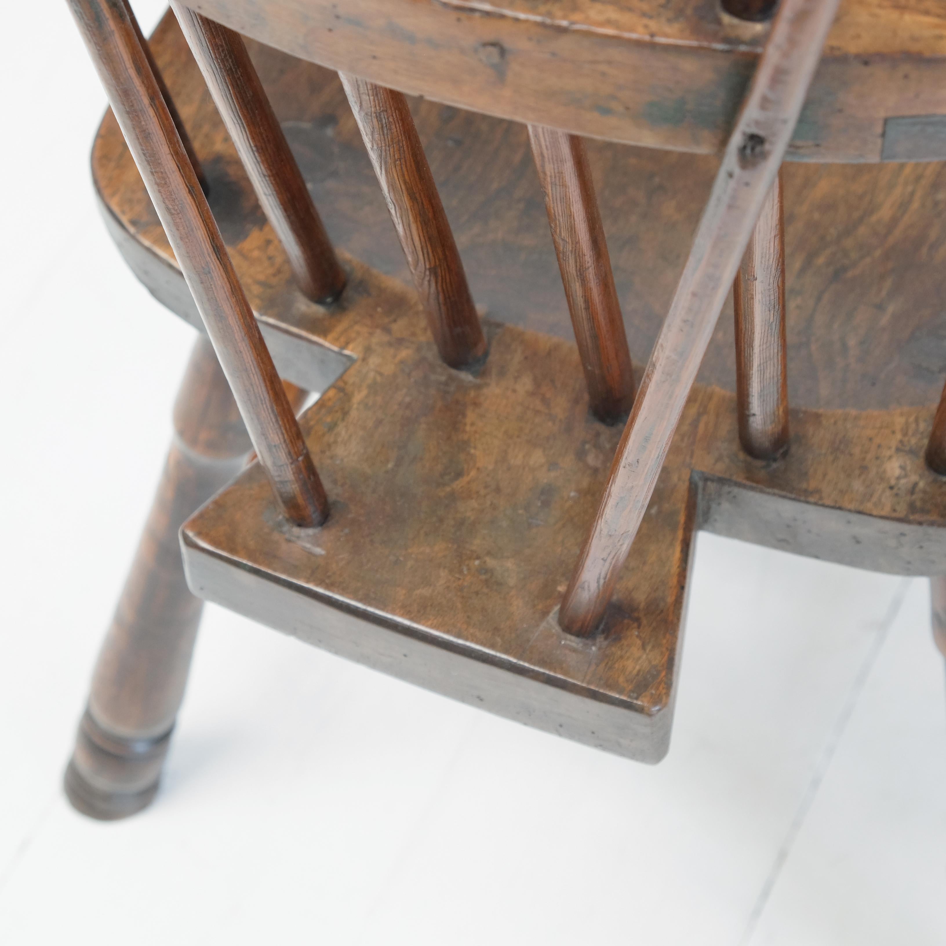 18th Century English Comb Back Windsor Chair, West Country, Rustic Primitive Armchair Elm Ash