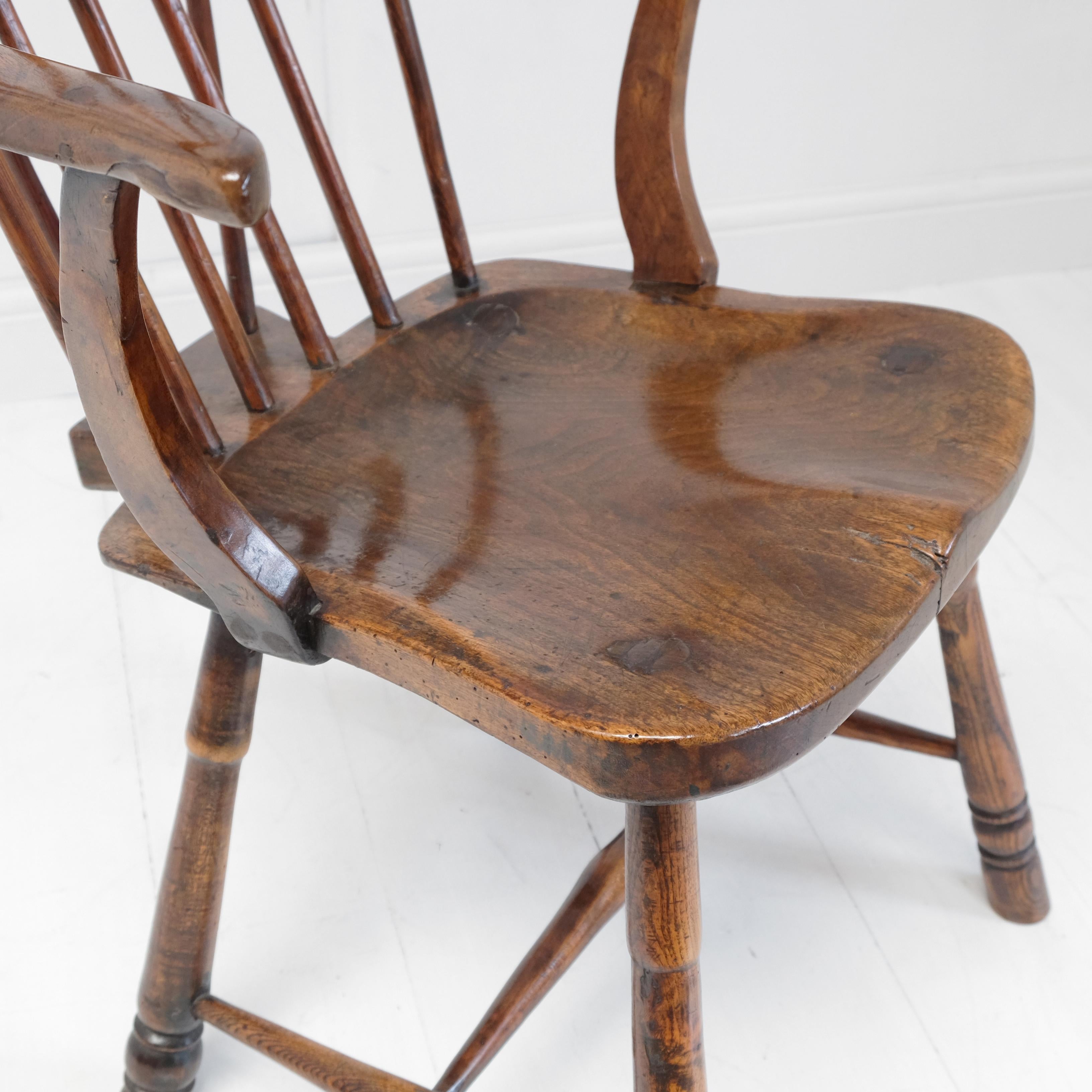 English Comb Back Windsor Chair, West Country, Rustic Primitive Armchair Elm Ash 1