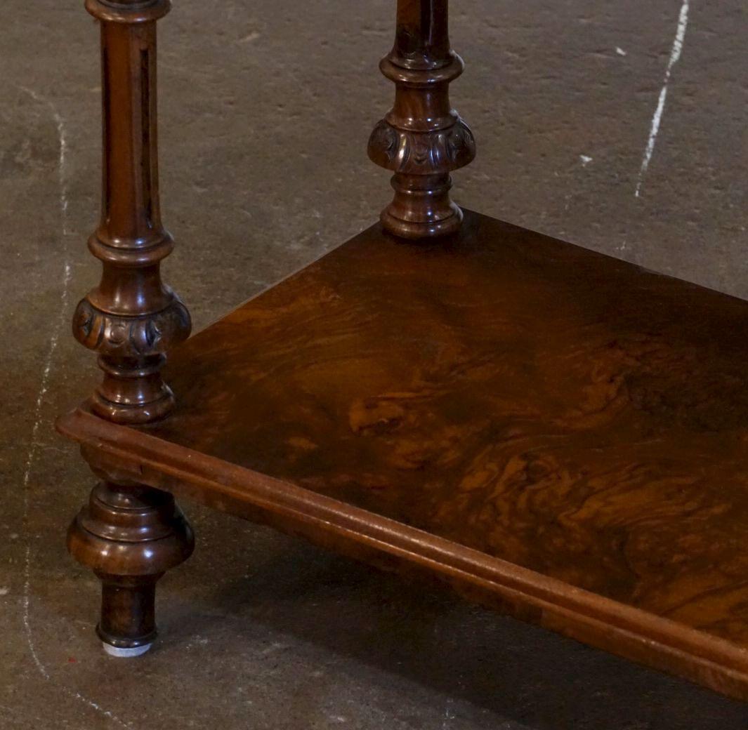 English Console Buffet Server or Shelves of Burled Walnut 10