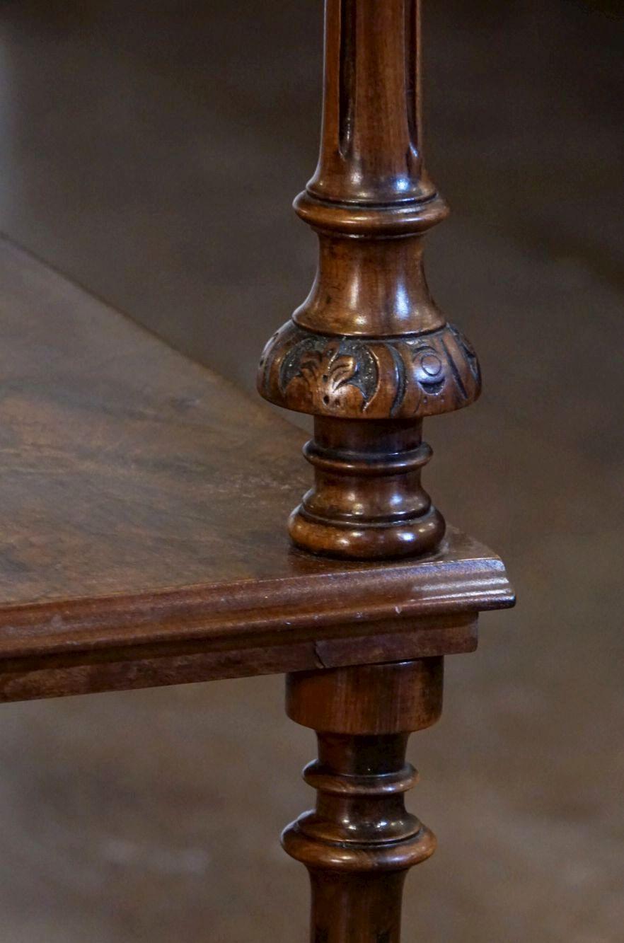 English Console Buffet Server or Shelves of Burled Walnut 12
