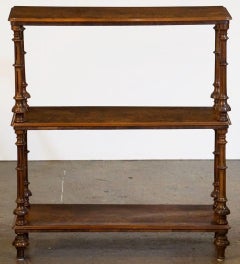 English Console Buffet Server or Shelves of Burled Walnut