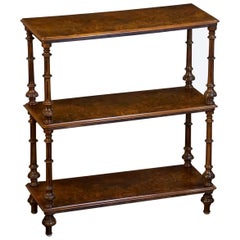 English Console Buffet Server or Shelves of Burled Walnut