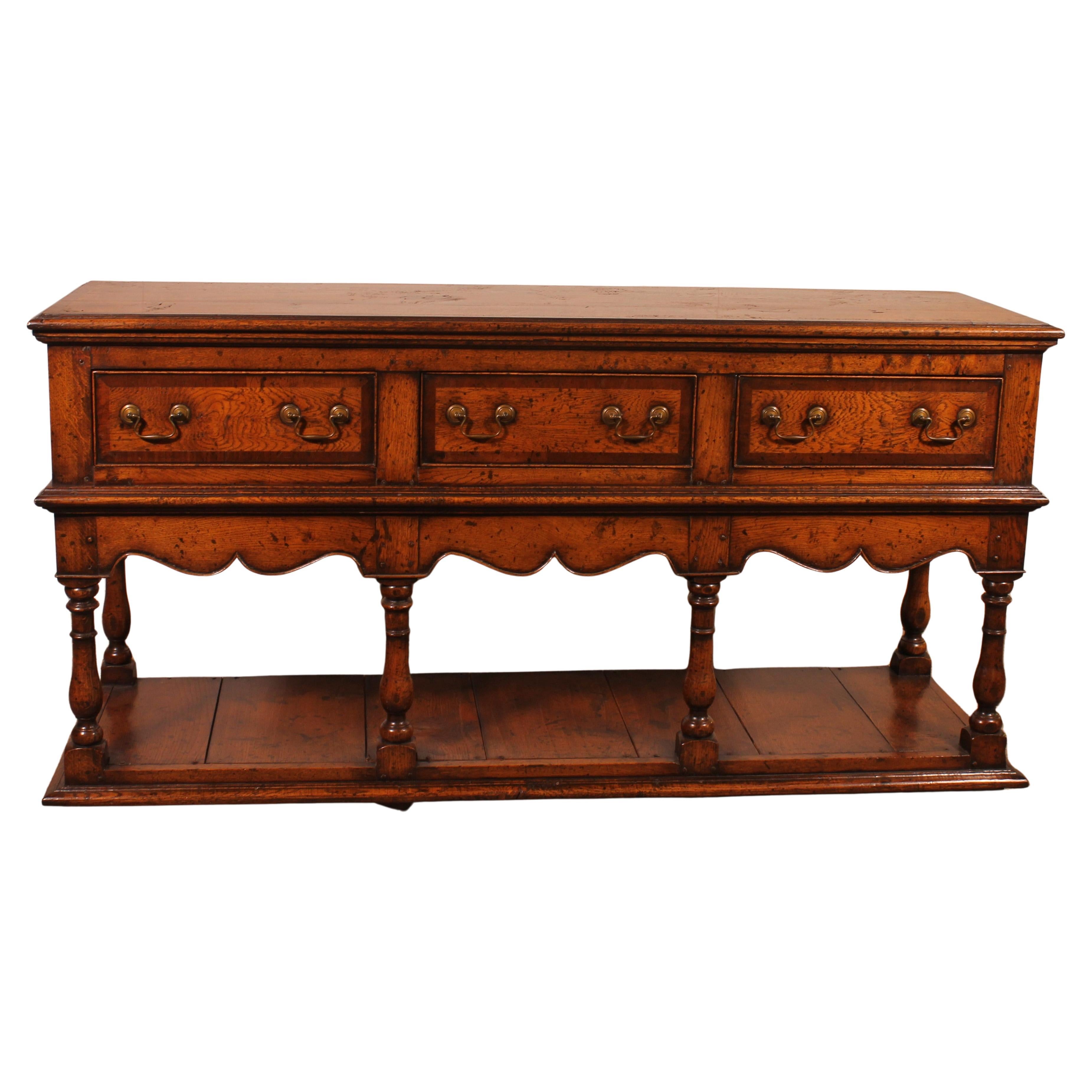 English Console Called Dresser Base In Oak For Sale