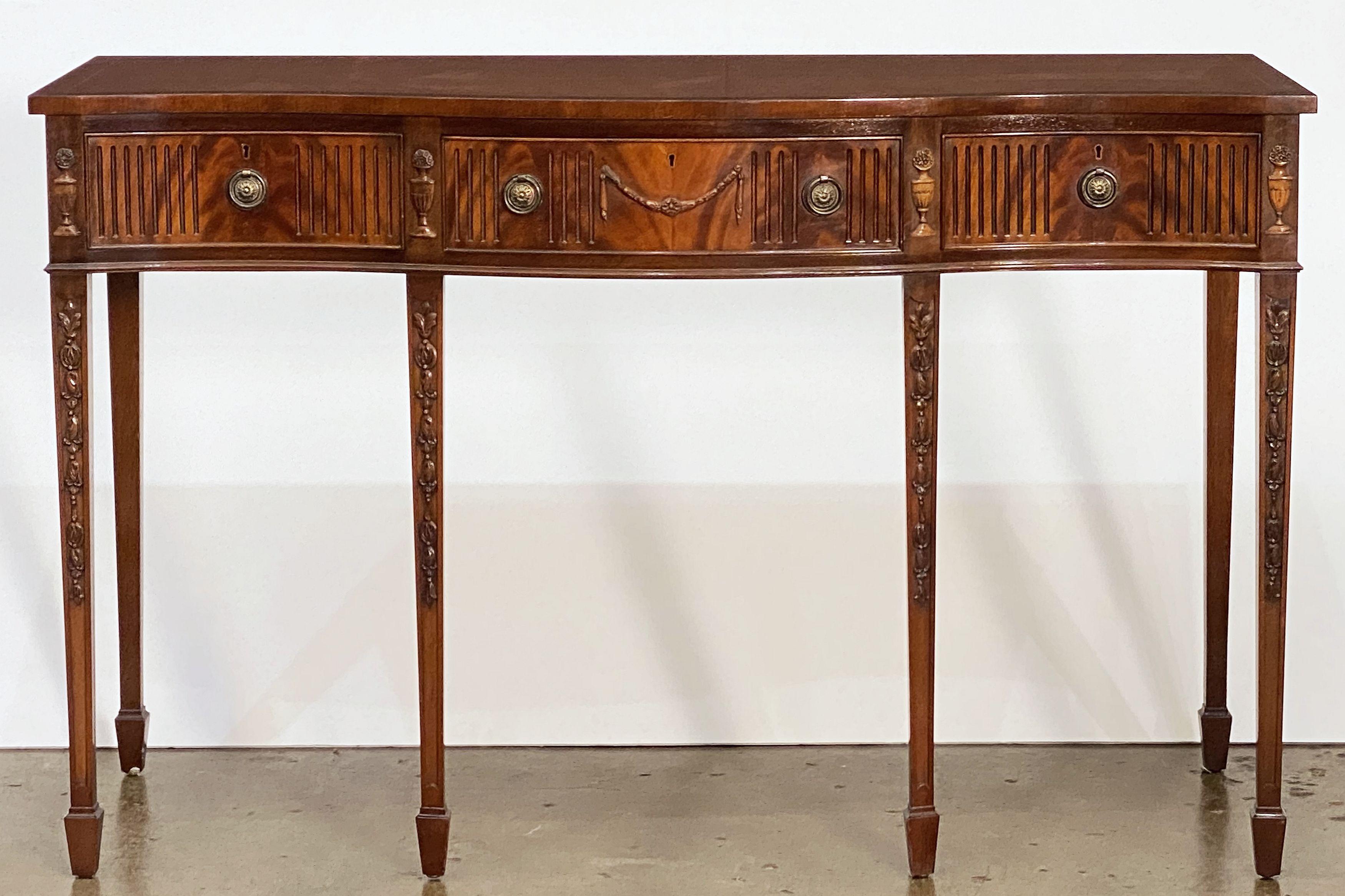English Console Server or Buffet Table of Mahogany in the Sheraton Style  1