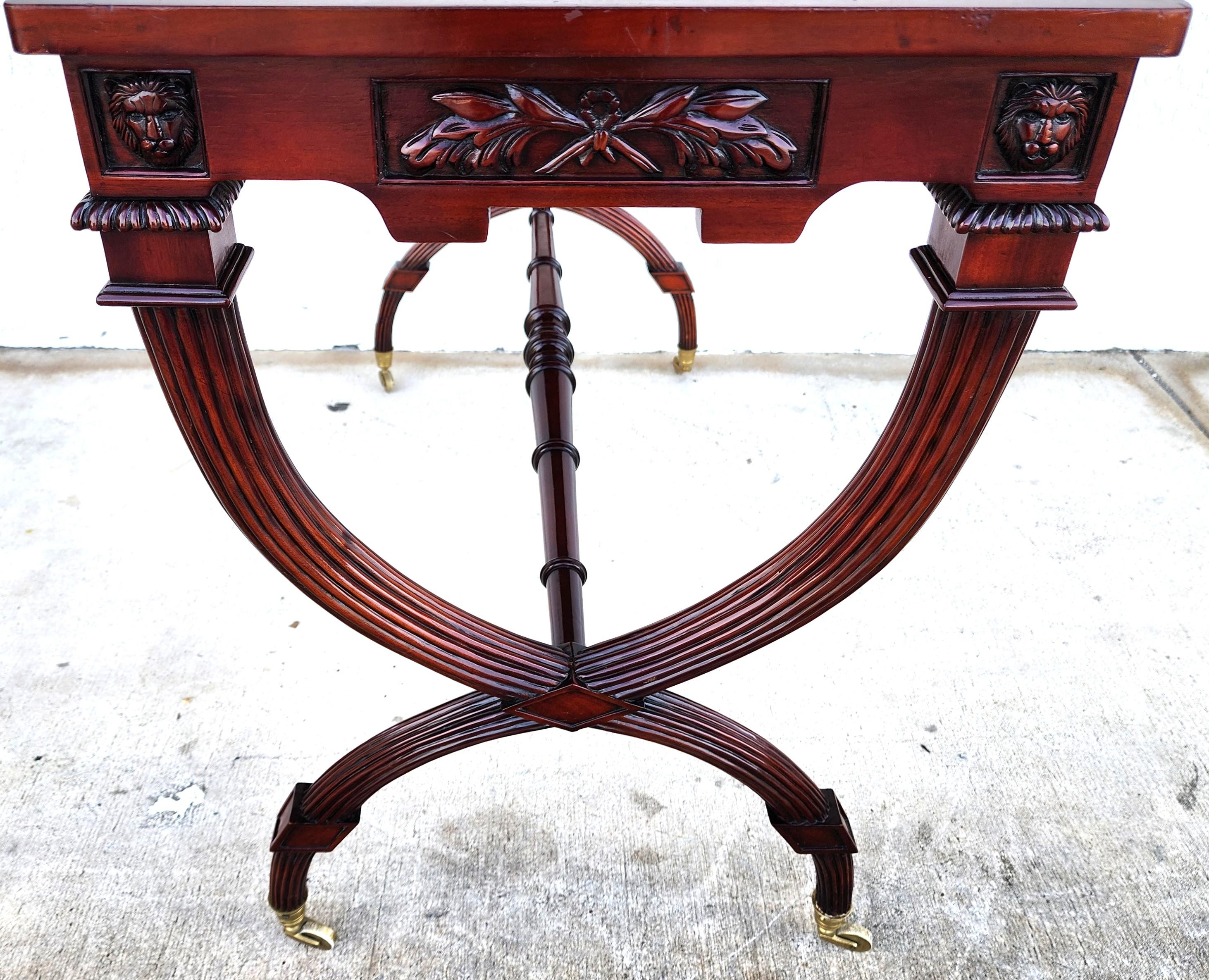 English Console Table Charles X Style Rolling In Good Condition For Sale In Lake Worth, FL