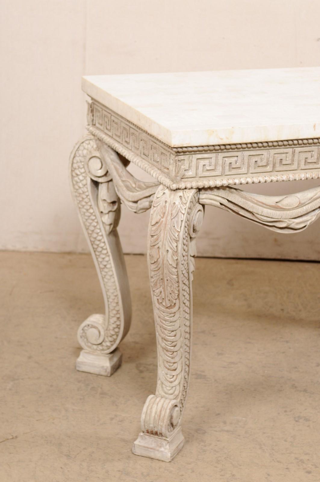 travertine top console table