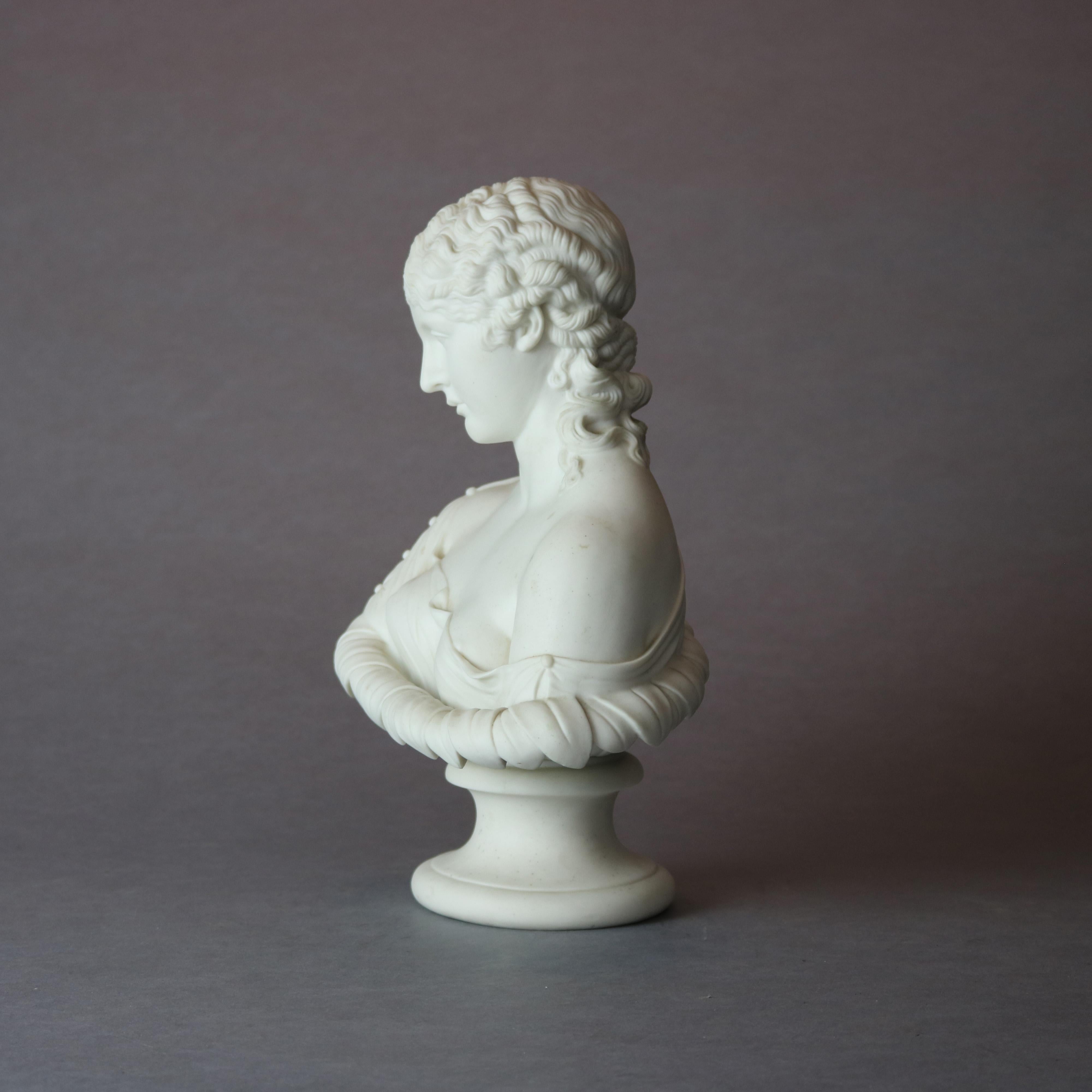English Copeland School Cast Parian Porcelain Bust of Classical Woman, c1890 4