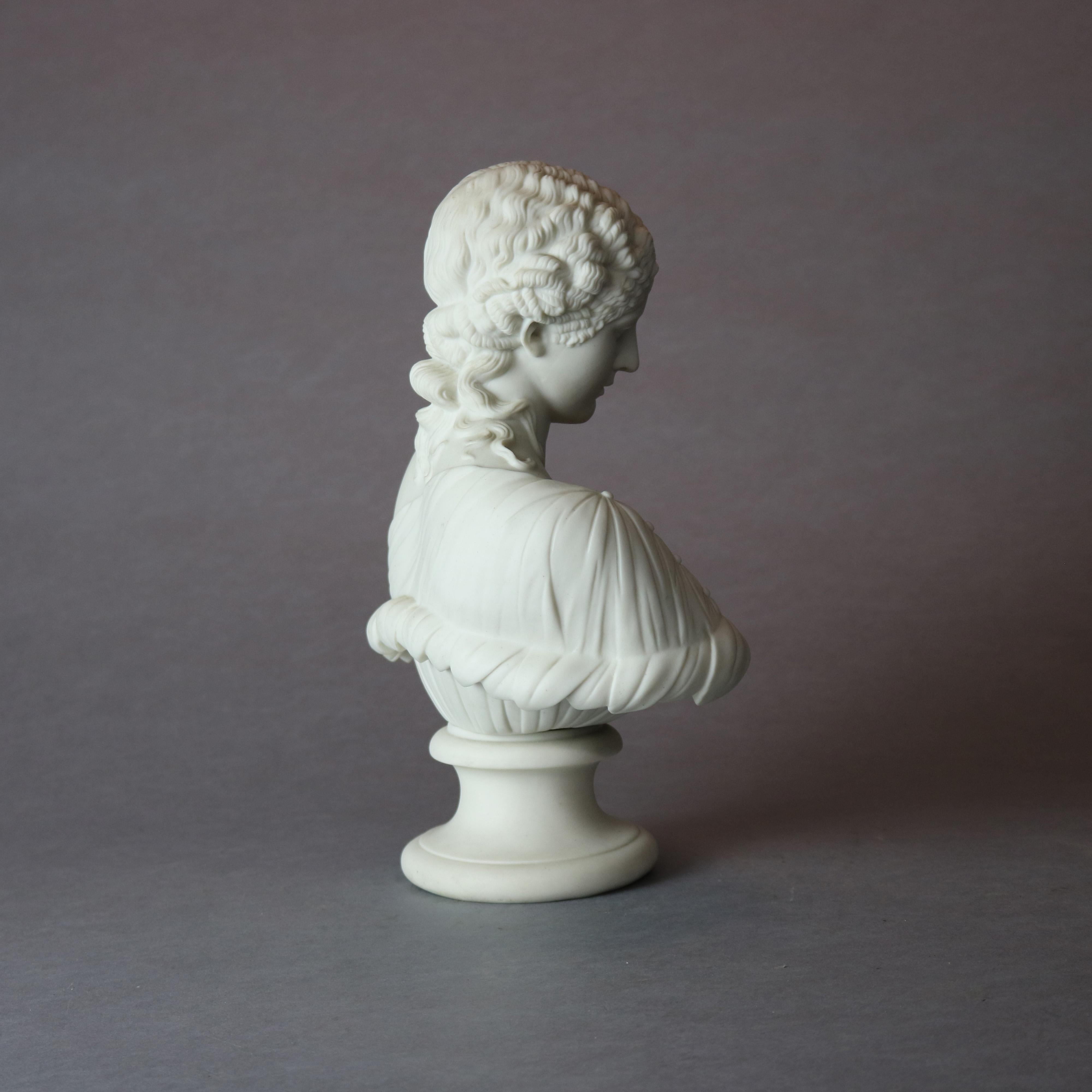 English Copeland School Cast Parian Porcelain Bust of Classical Woman, c1890 6