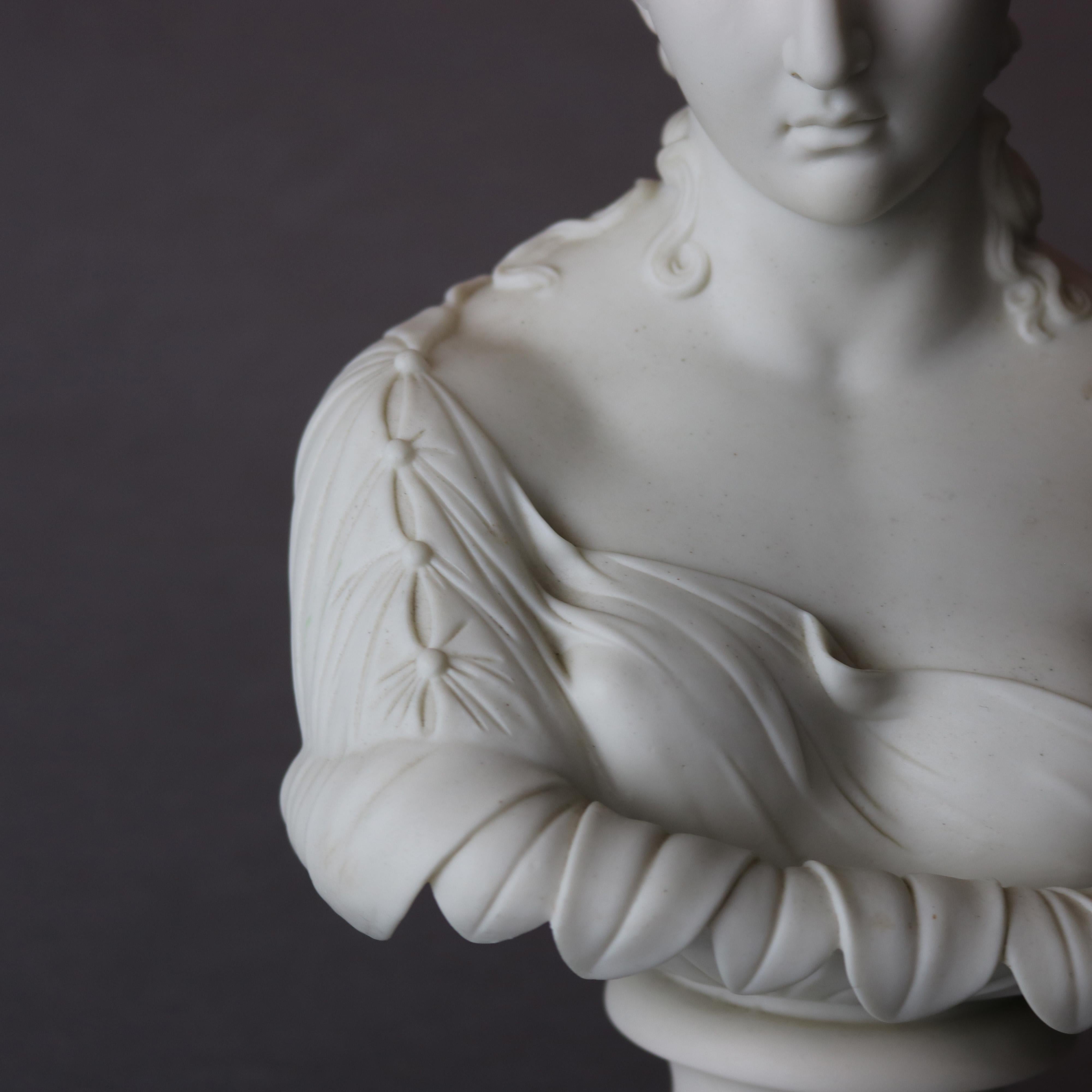English Copeland School Cast Parian Porcelain Bust of Classical Woman, c1890 1