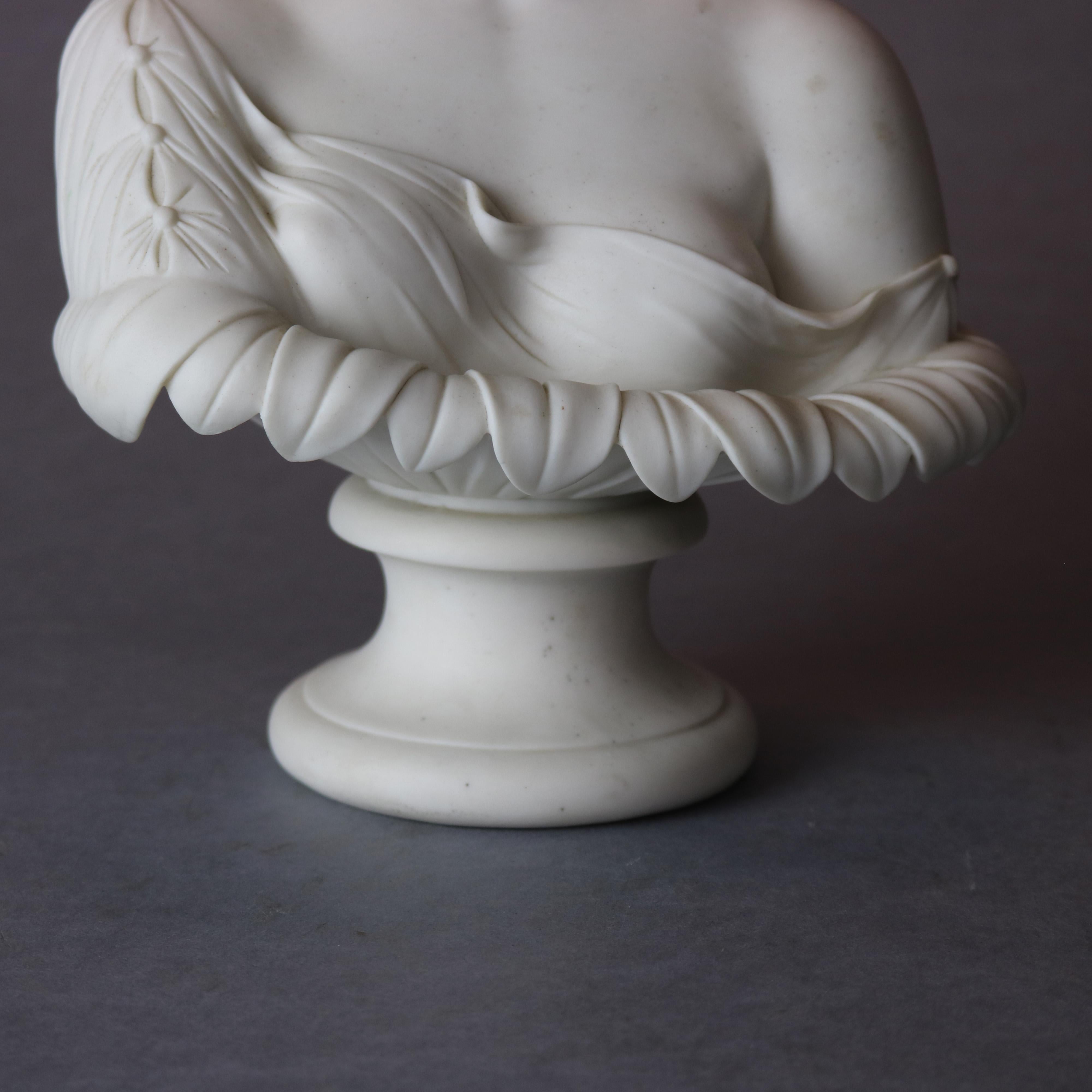 English Copeland School Cast Parian Porcelain Bust of Classical Woman, c1890 2