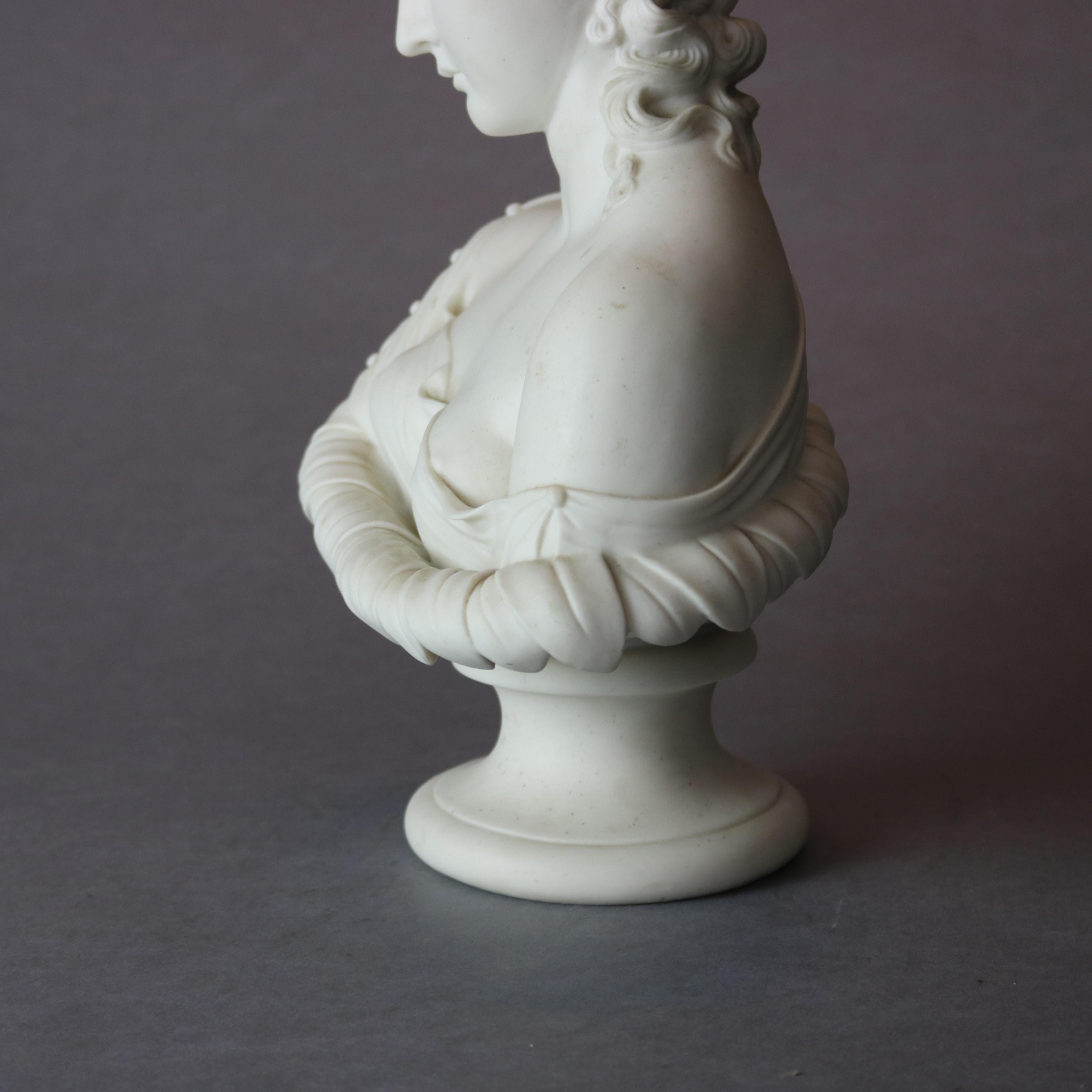 English Copeland School Cast Parian Porcelain Bust of Classical Woman, c1890 3