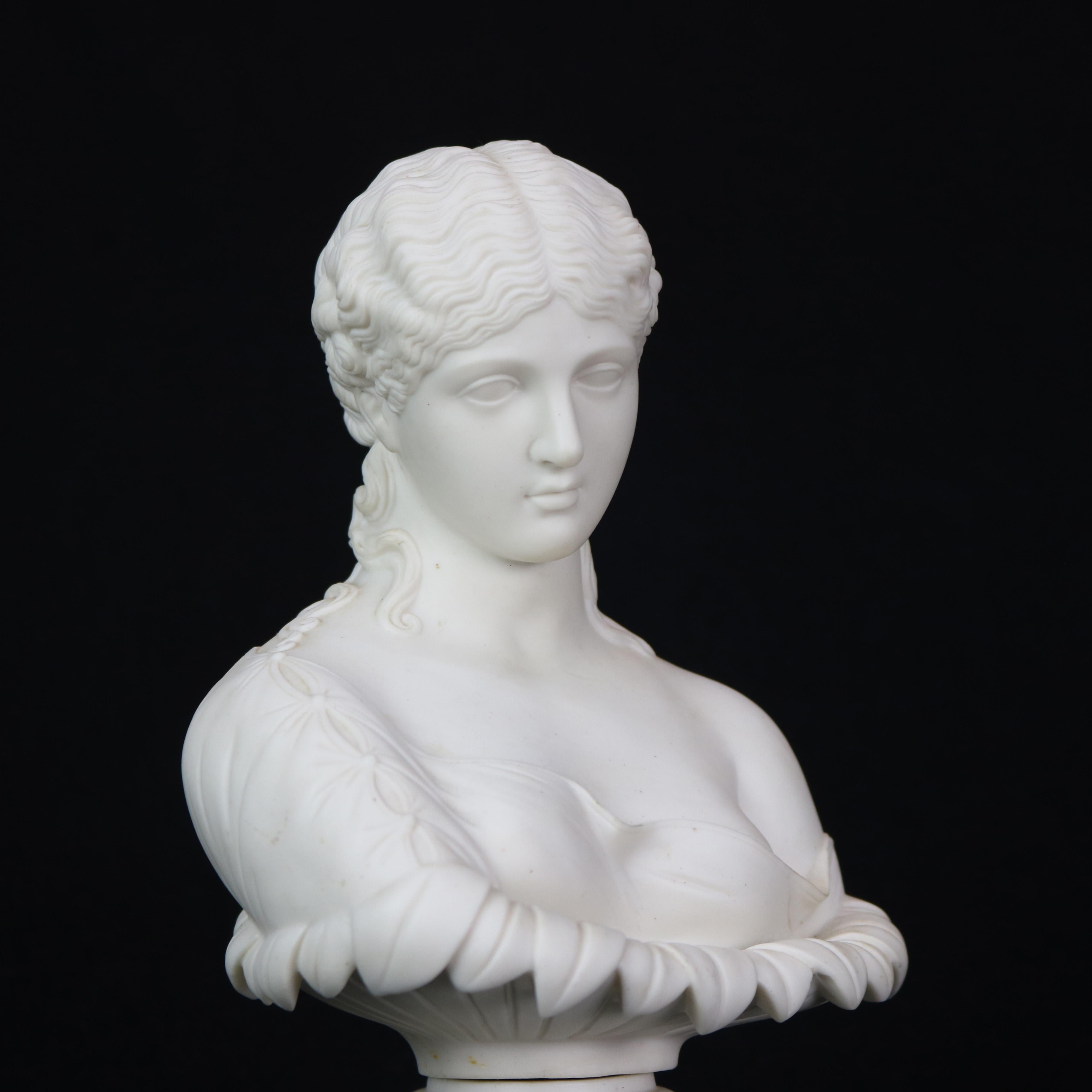 19th Century English Copeland School Cast Parian Porcelain Bust of Classical Woman