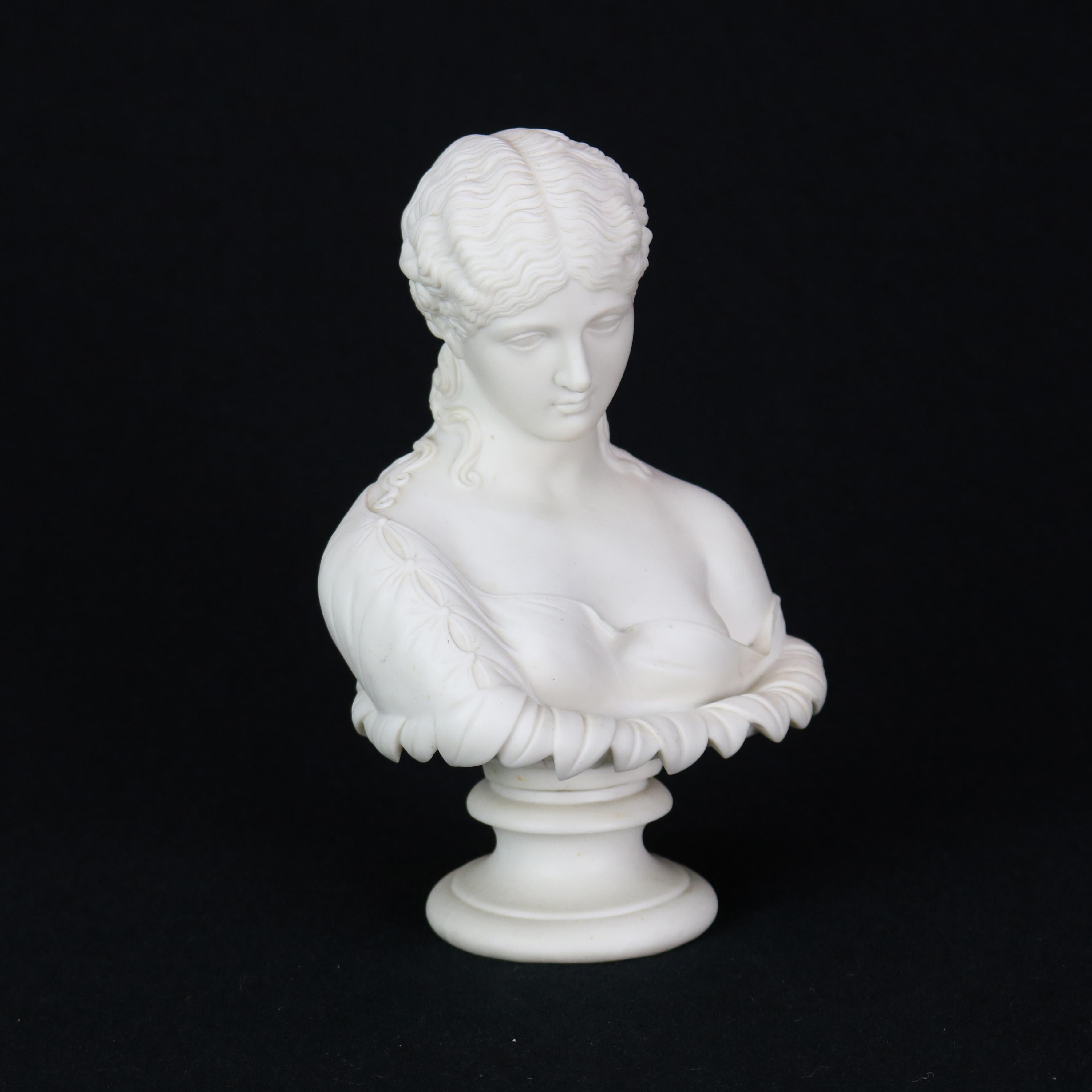 English Copeland School Cast Parian Porcelain Bust of Classical Woman 1