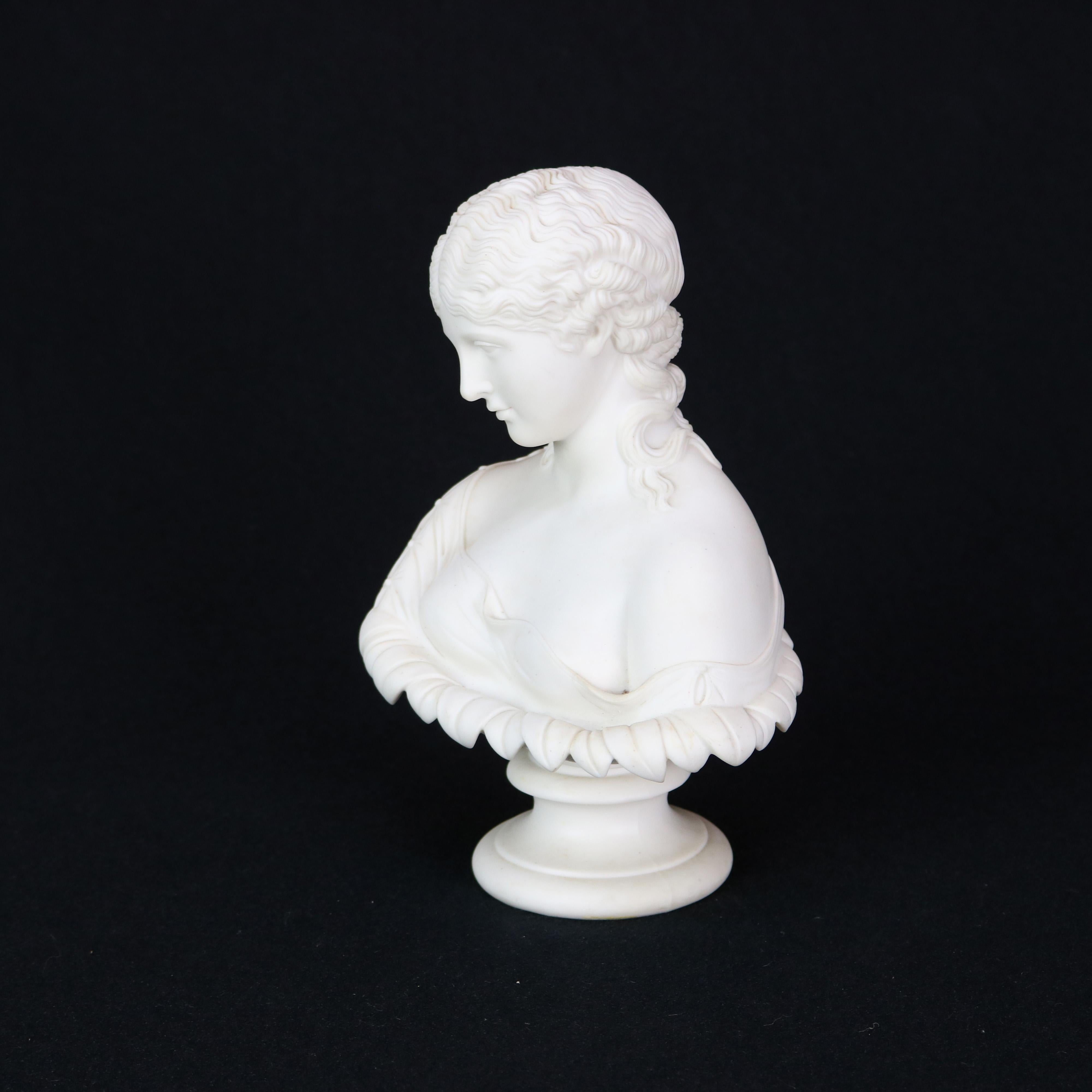 English Copeland School Cast Parian Porcelain Bust of Classical Woman 2