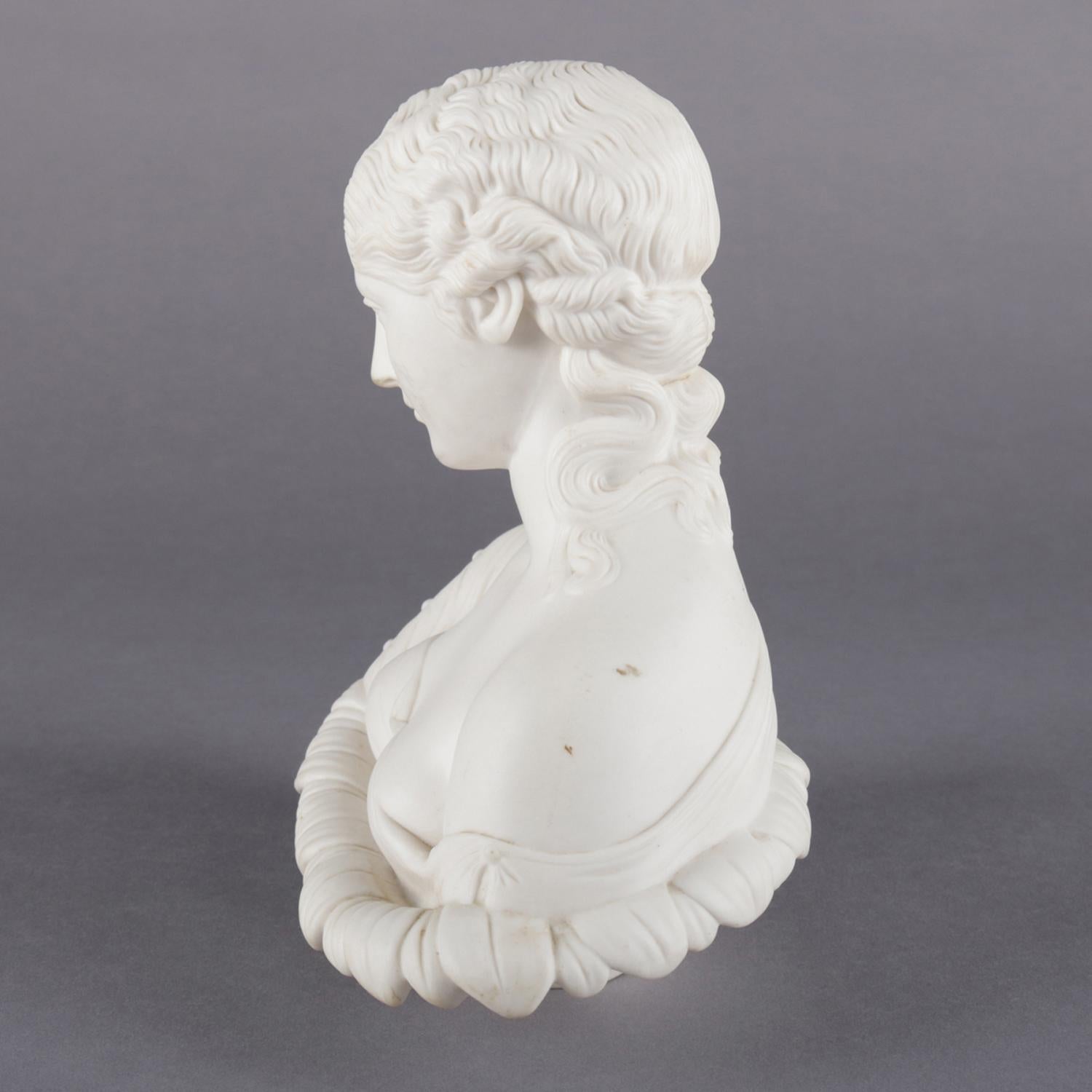 English Copeland School Cast Parian Porcelain Bust of Classical Woman 2