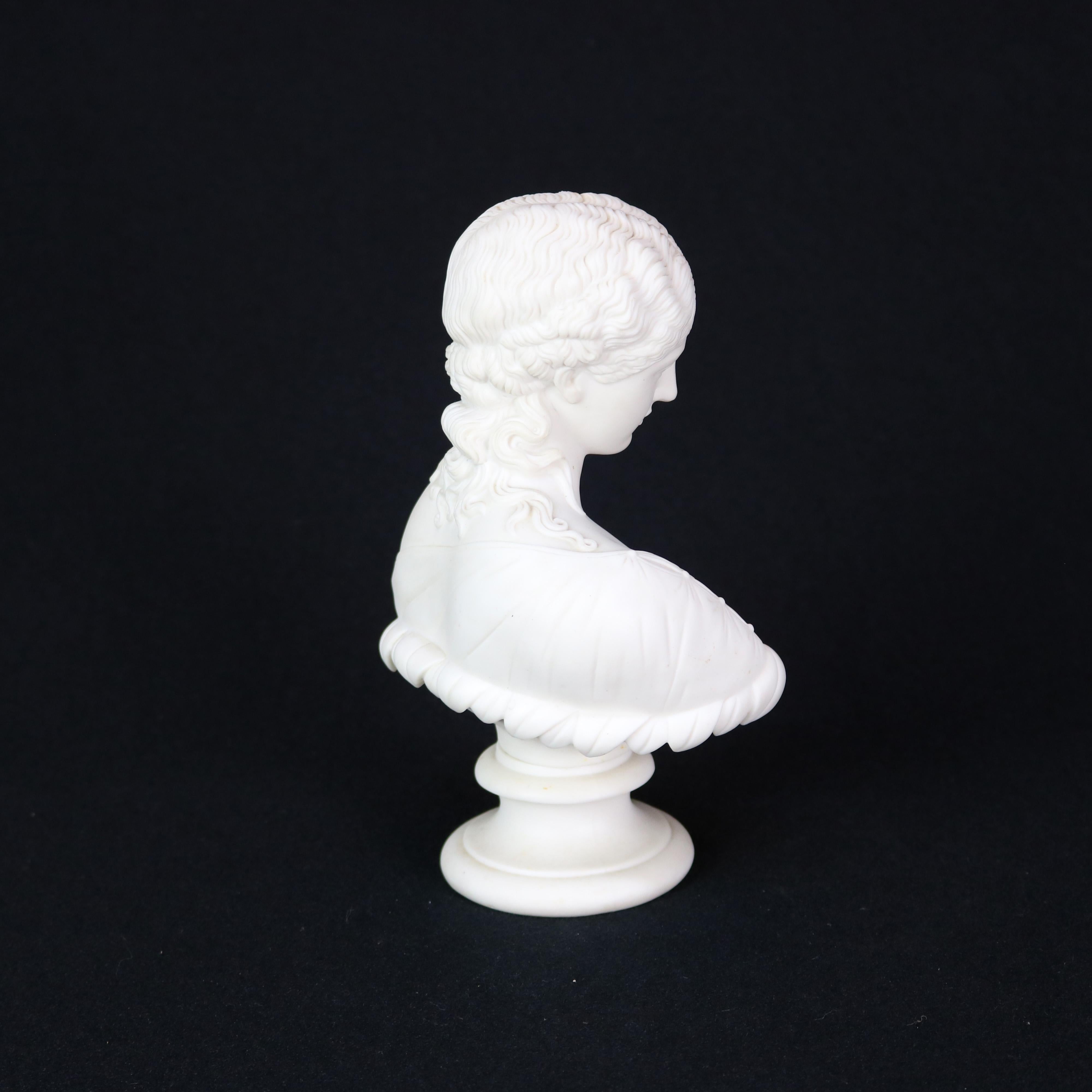 English Copeland School Cast Parian Porcelain Bust of Classical Woman 4