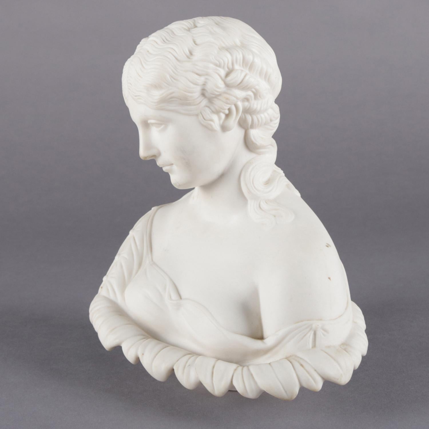 English Copeland School Cast Parian Porcelain Bust of Classical Woman 4