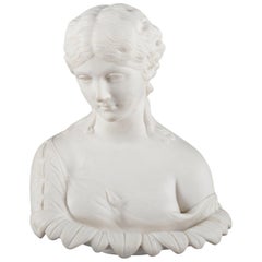 Antique English Copeland School Cast Parian Porcelain Bust of Classical Woman