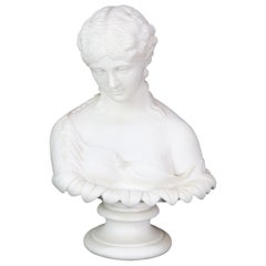 Antique English Copeland School Cast Parian Porcelain Bust of Classical Woman