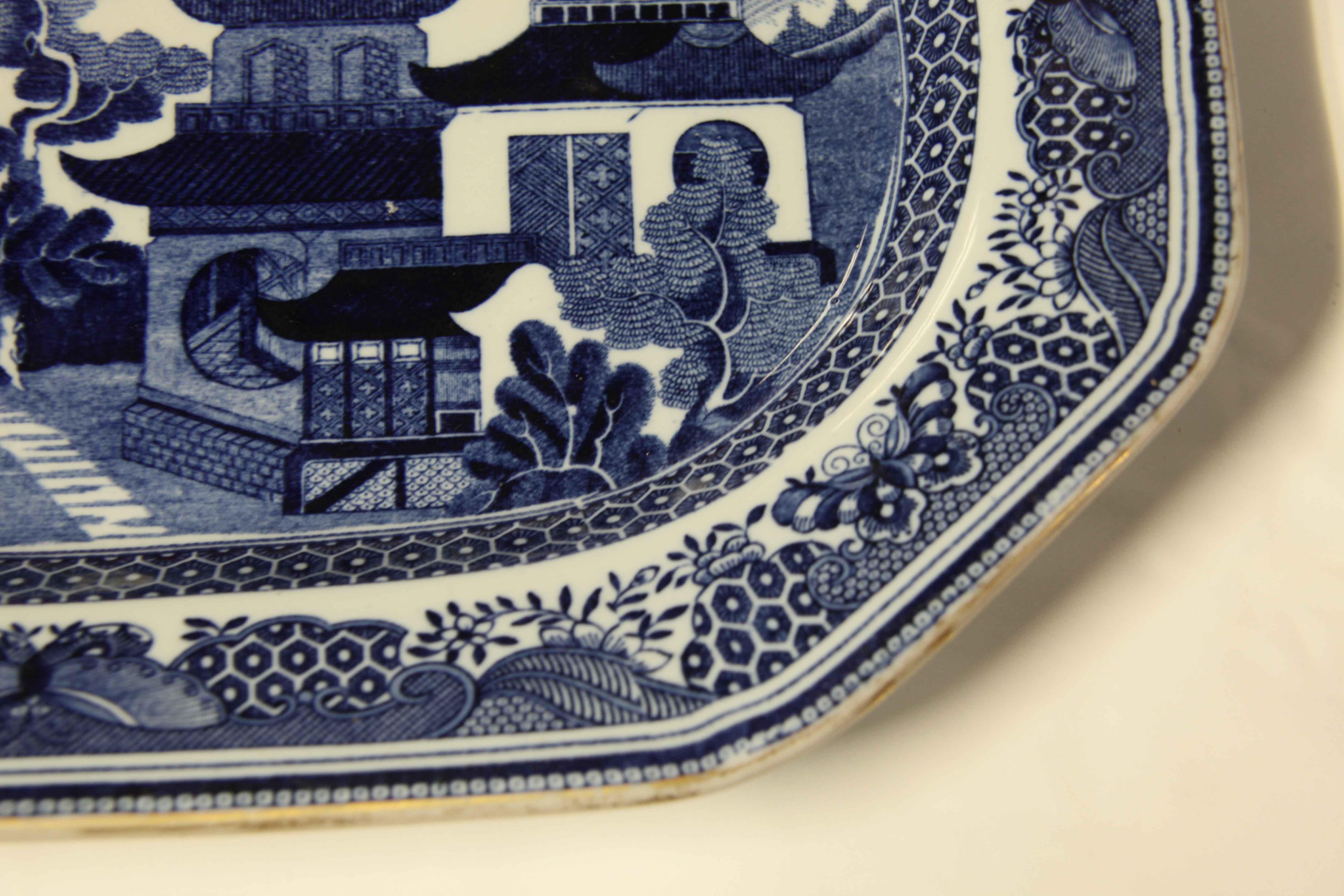 Mid-19th Century English Copeland Spode Blue and White Platter For Sale