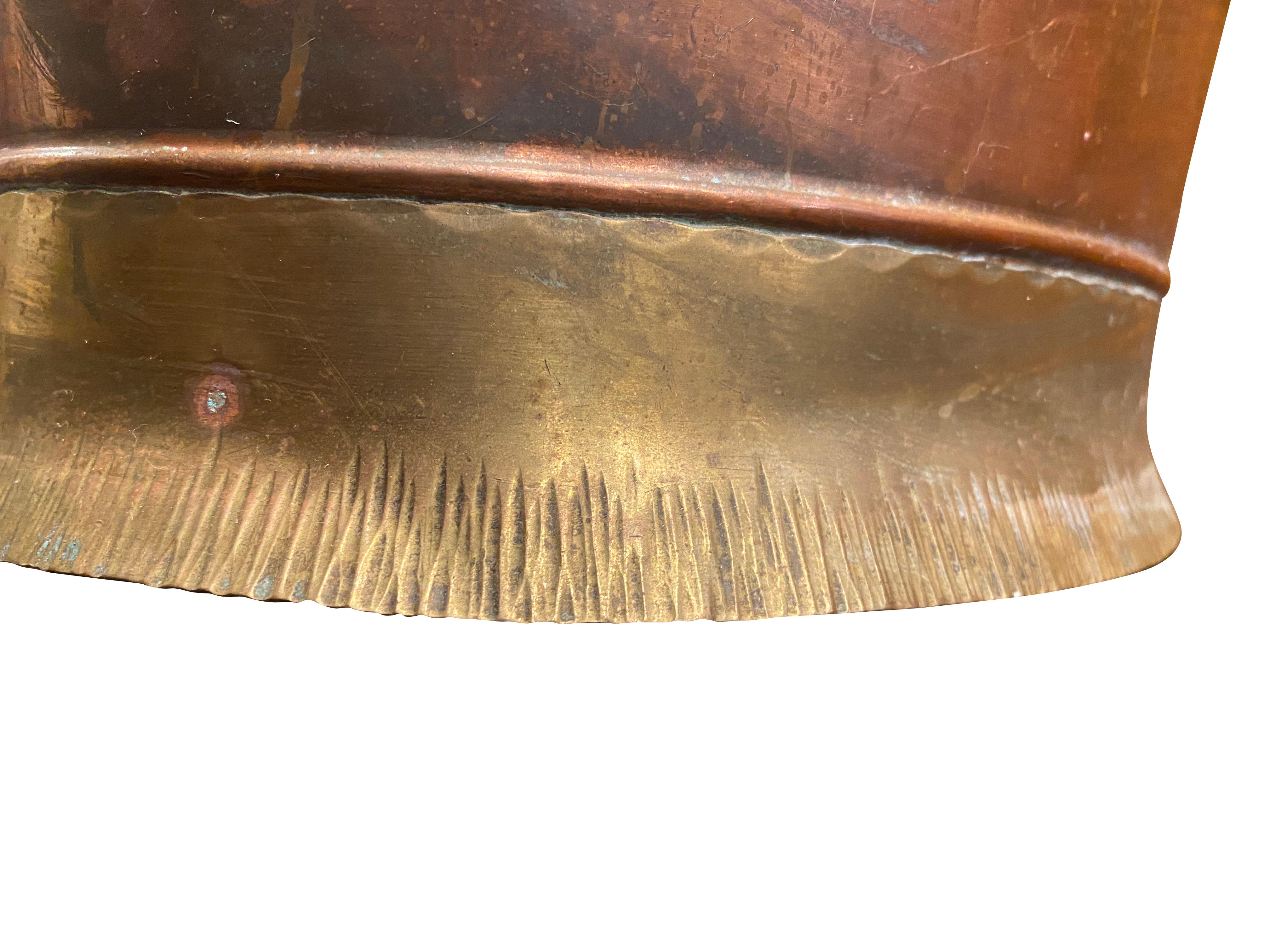 English Copper and Brass Fireplace Basket For Sale at 1stDibs
