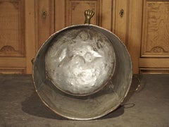 English Copper and Brass Log Bucket with Lion Head Ring Handles and Paw Feet