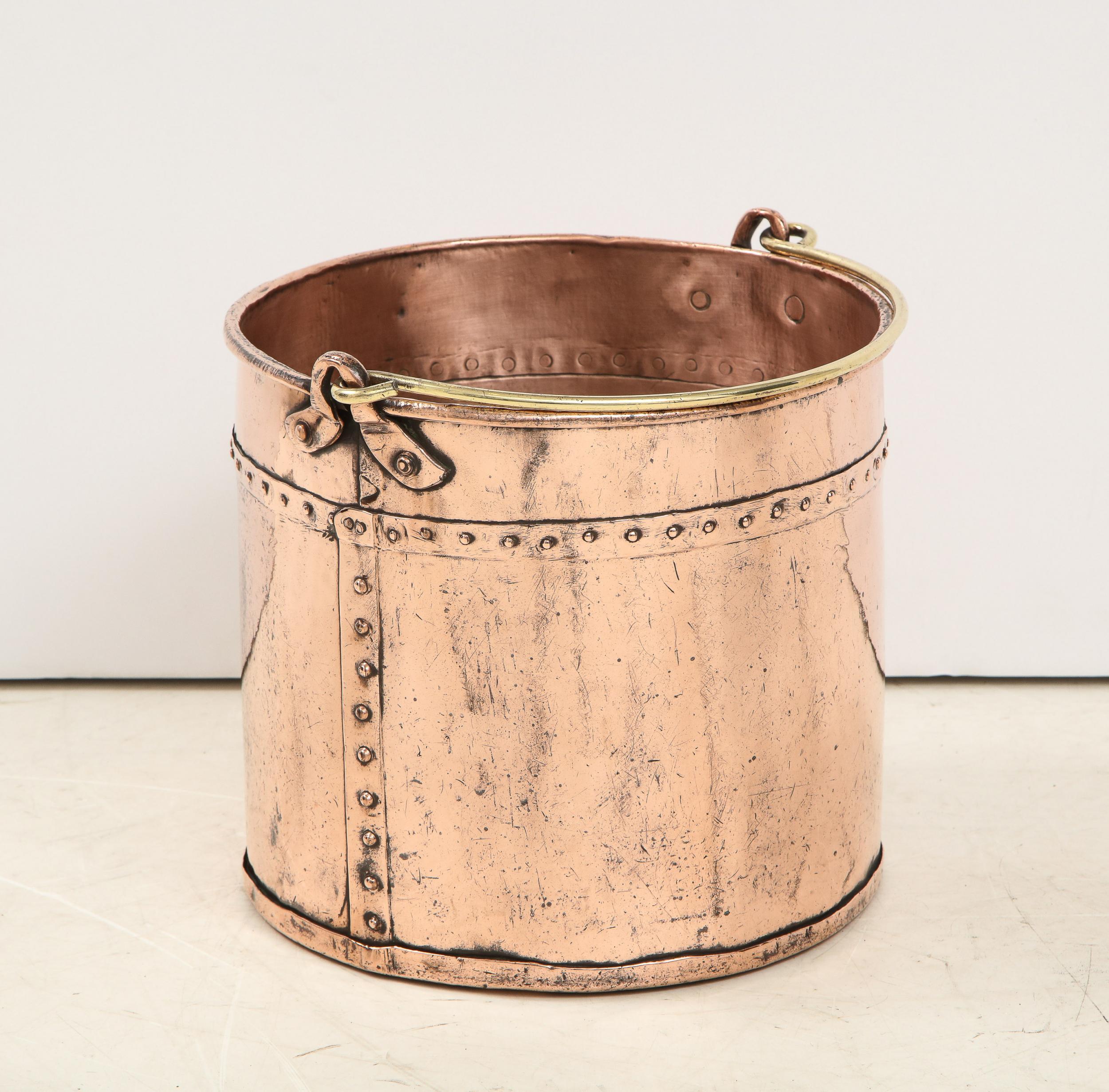 Hammered English Copper Apple Bucket For Sale