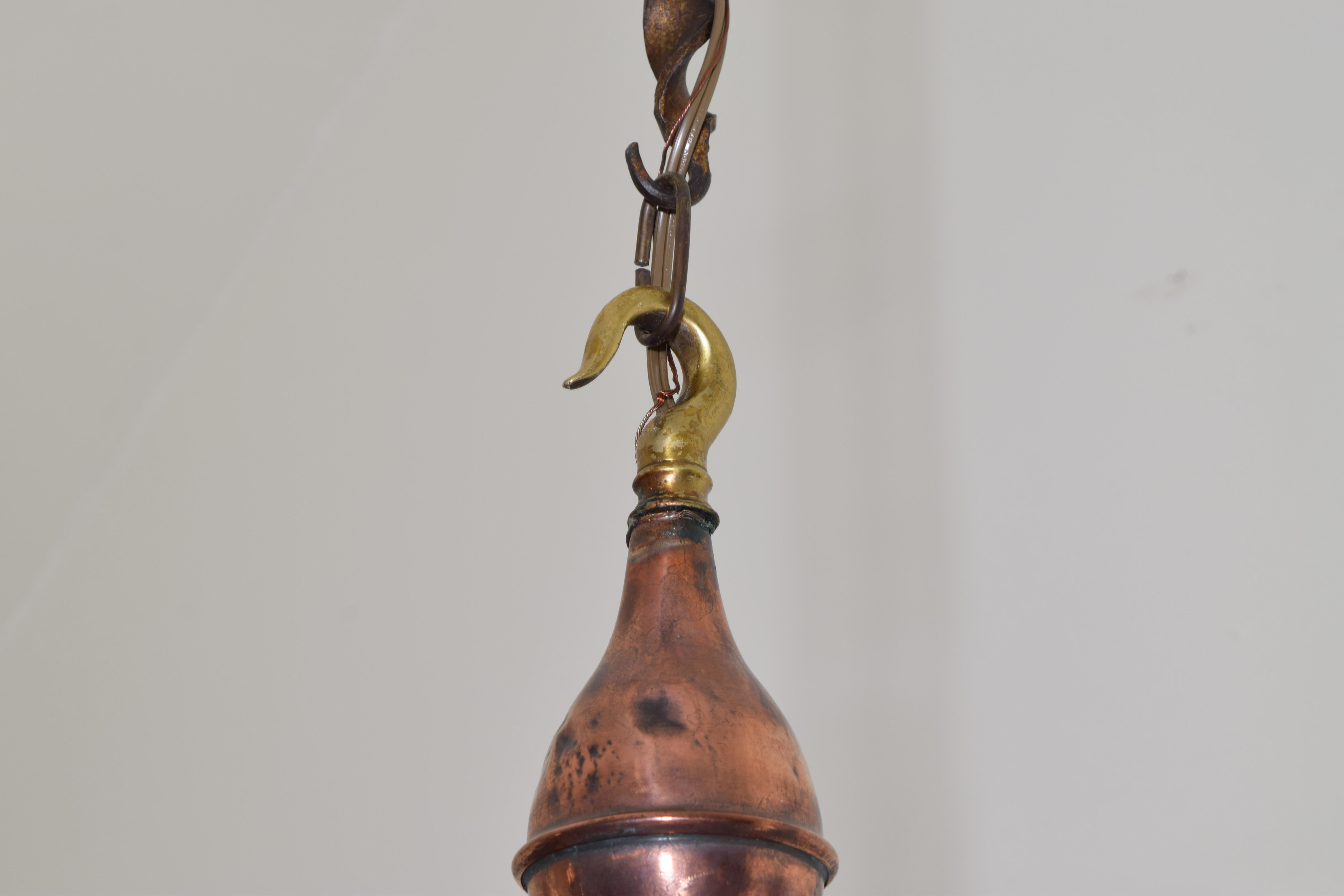 English Copper Gas Lantern, Now Electrified, Mid-19th Century, UL Wired 5